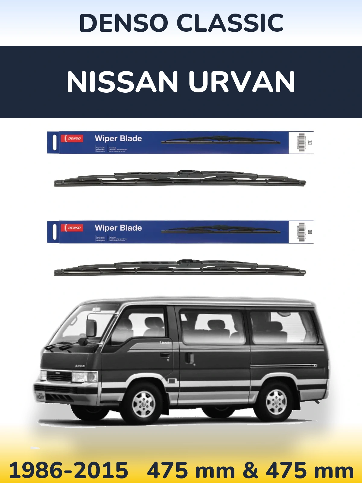 Sada předních stěračů Denso Classic 475 a 475 mm pro Nissan Urvan 1986-2015