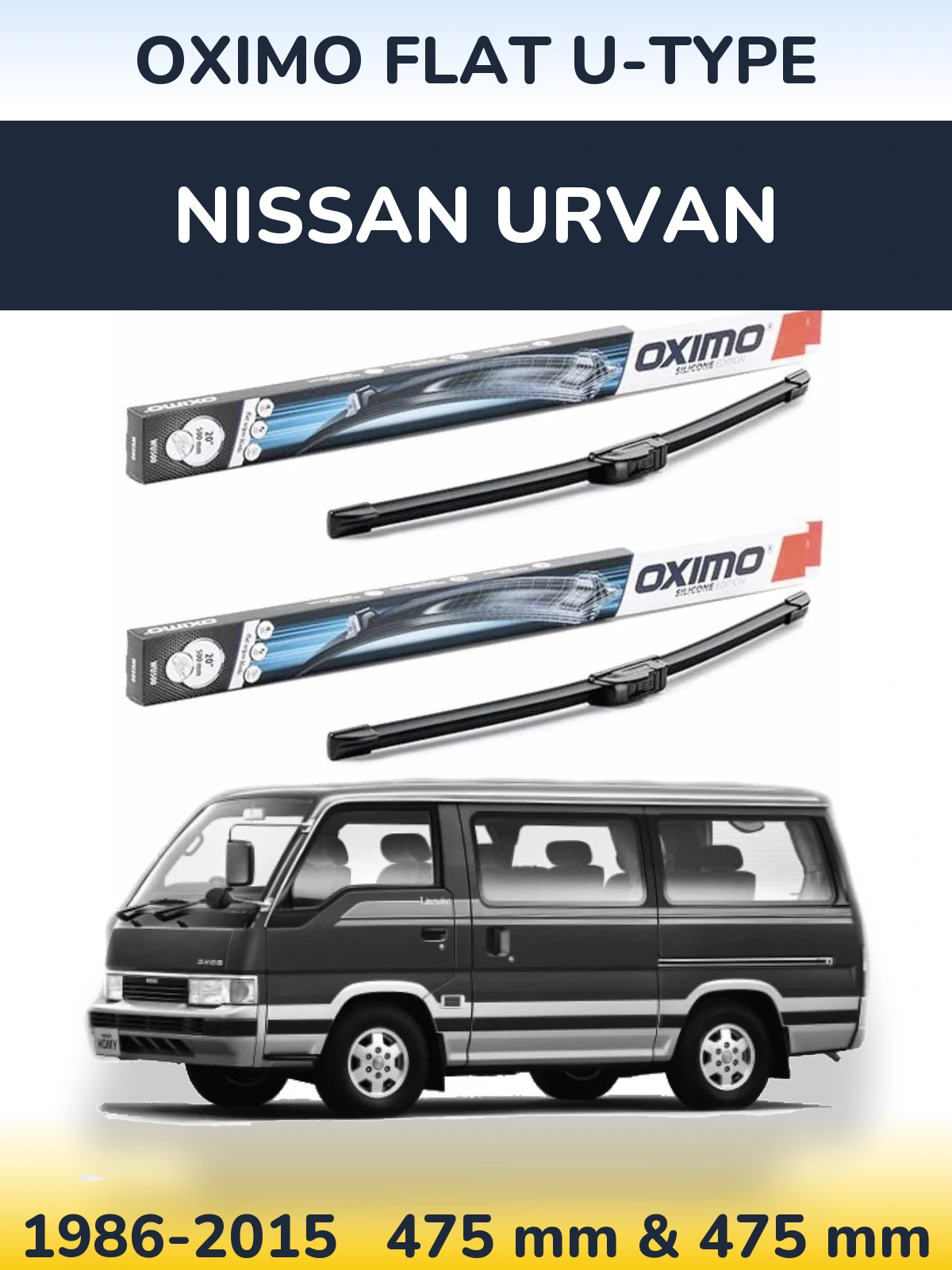 Sada předních stěračů Oximo Flat U-type 475 a 475 mm pro Nissan Urvan 1986-2015