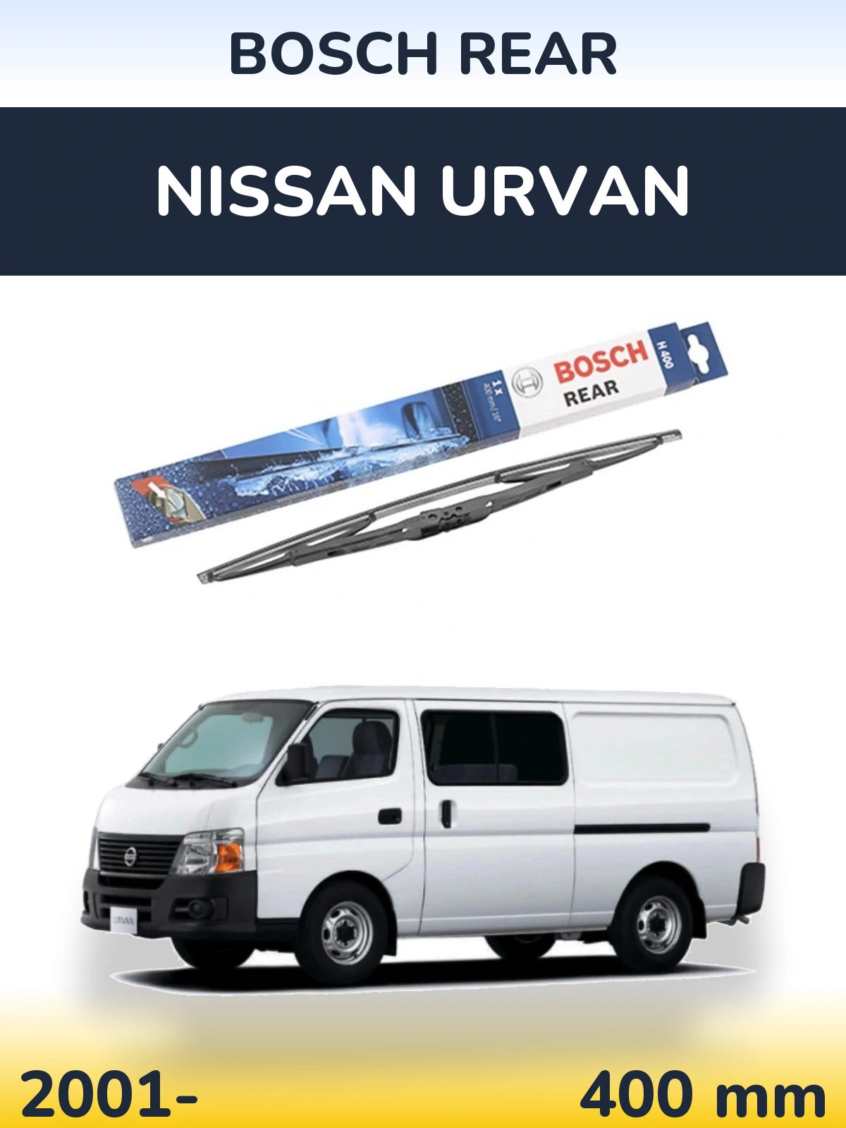 Zadní stěrač BOSCH Rear 400 mm pro Nissan Urvan 2001-2026