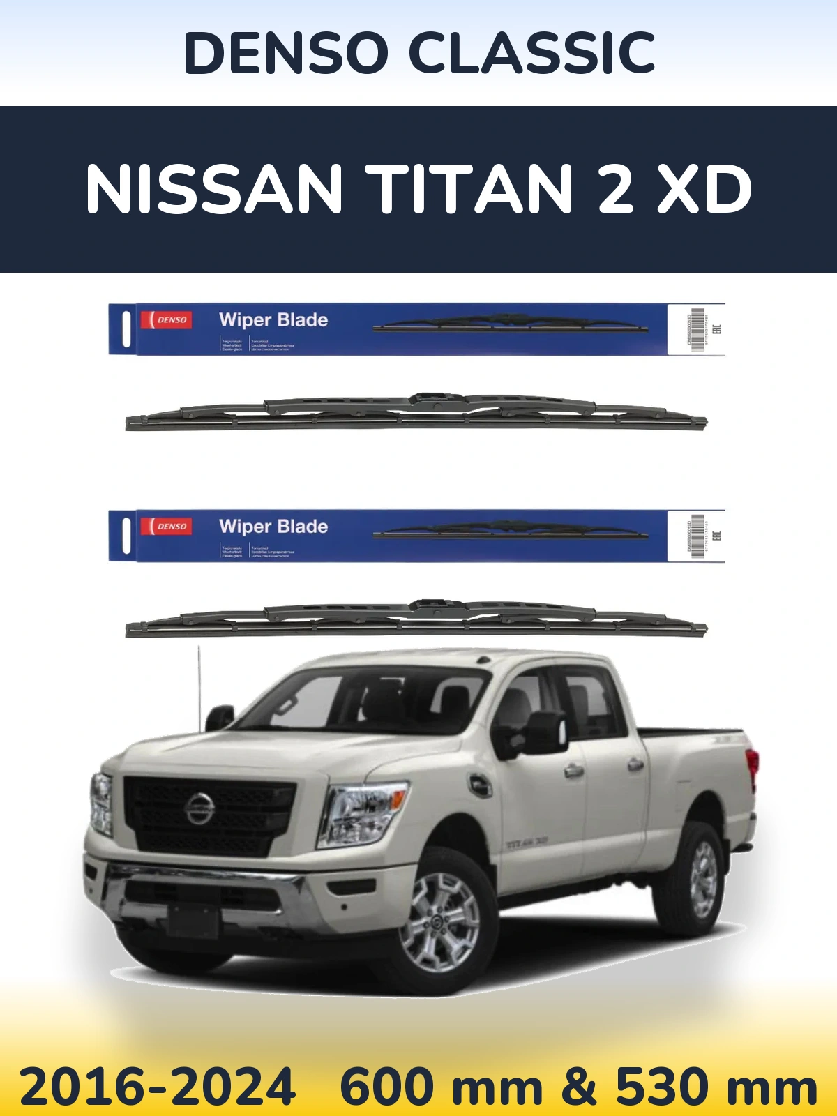 Комплект передніх щіток Denso Classic 600 & 530 мм для Nissan Titan 2 XD 2016-2024