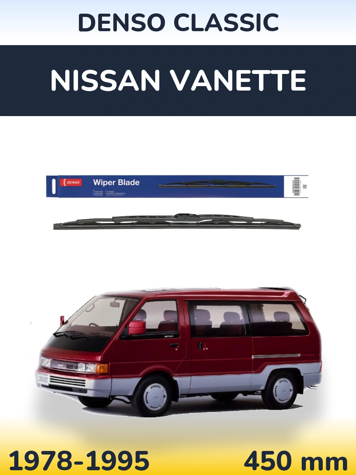 Zadní stěrač Denso Classic 450 mm pro Nissan Vanette 1978-1995