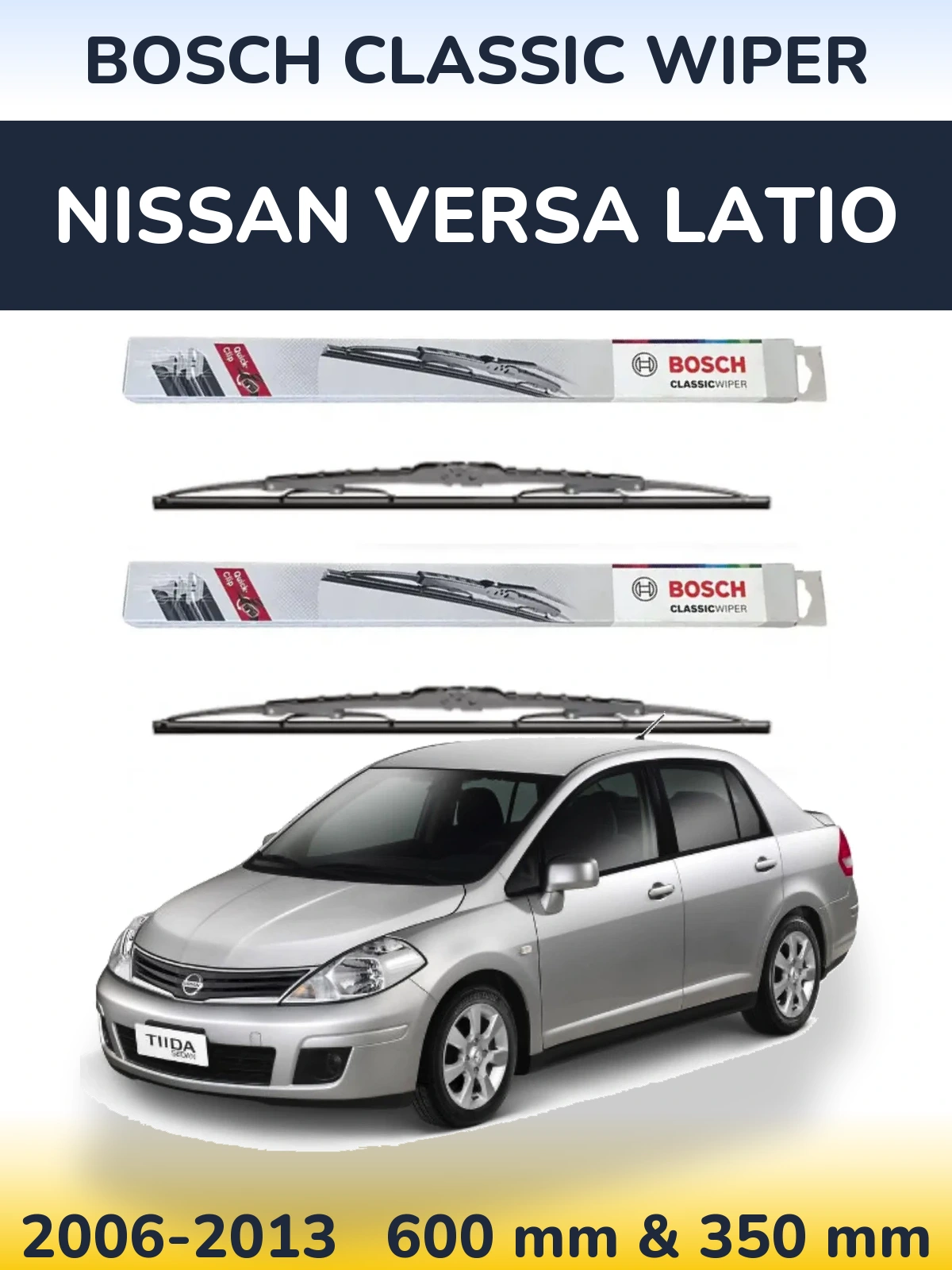 Sada předních stěračů BOSCH Classic Wiper 600 a 340 mm pro Nissan Versa Latio 2006-2013