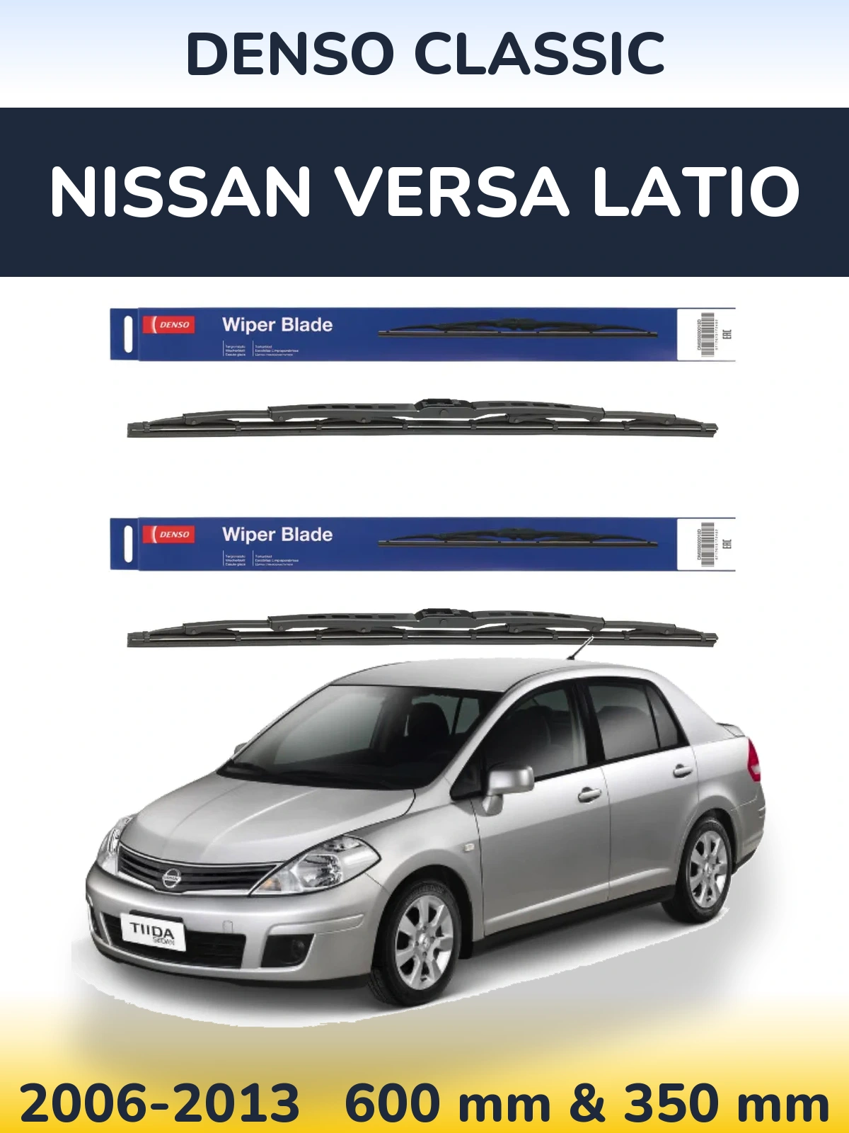 Sada předních stěračů Denso Classic 600 a 350 mm pro Nissan Versa Latio 2006-2013