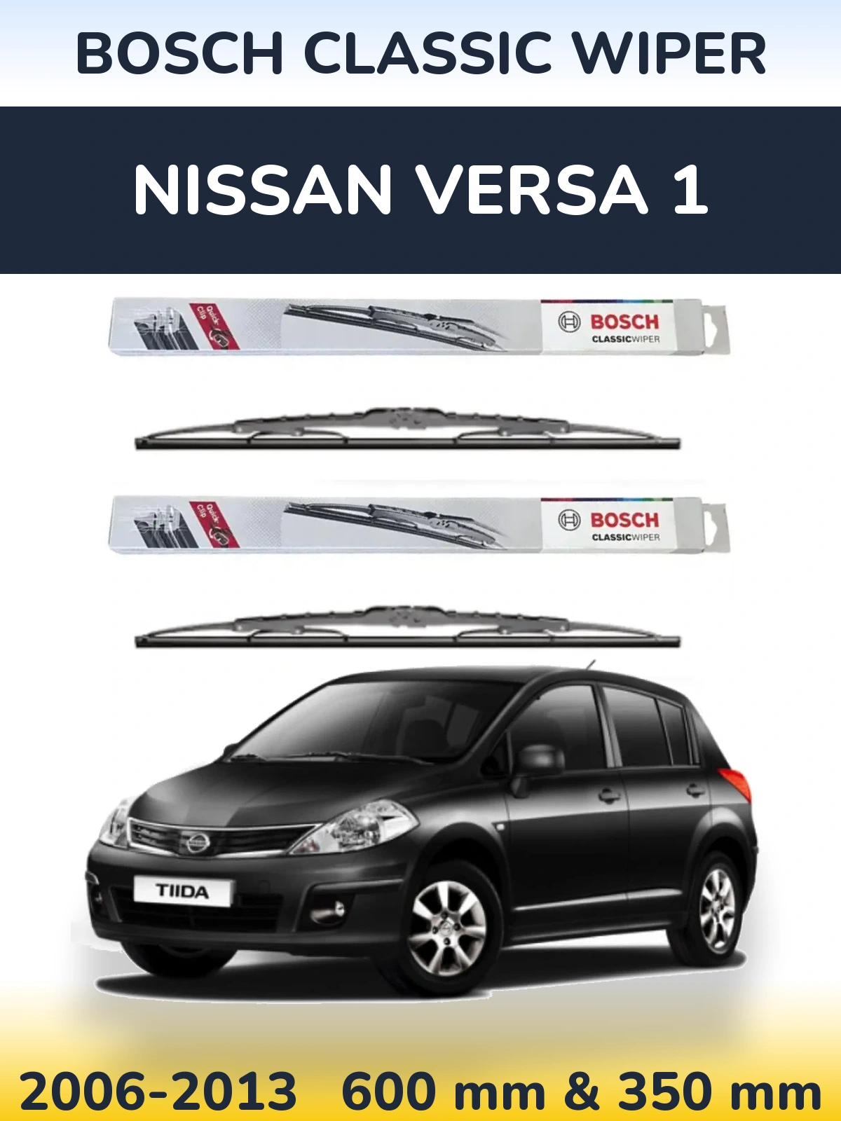 Sada předních stěračů BOSCH Classic Wiper 600 a 340 mm pro Nissan Versa 1 2006-2013