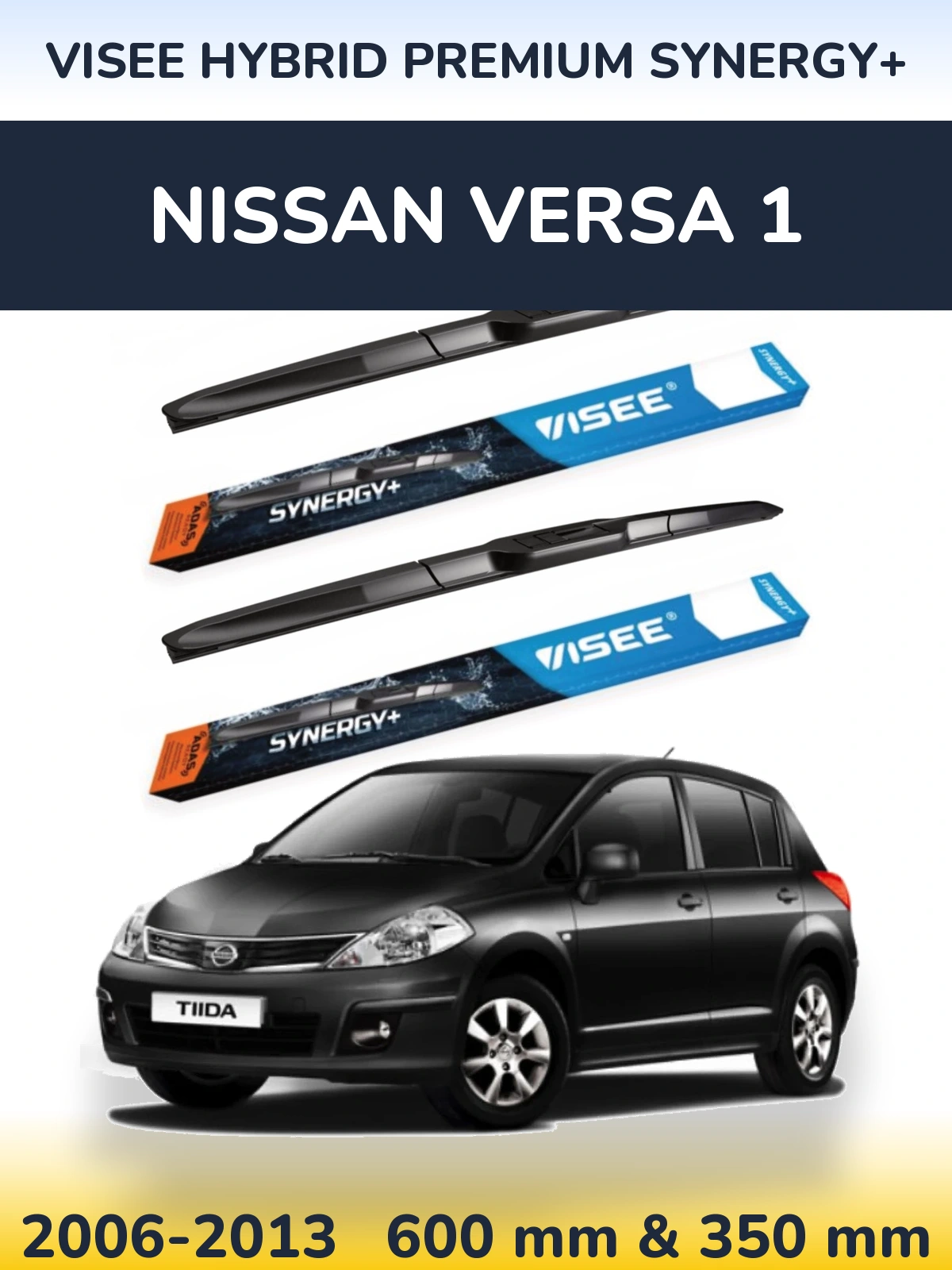 Sada předních stěračů VISEE HYBRID PREMIUM SYNERGY+ 600 a 350 mm pro Nissan Versa 1 2006-2013