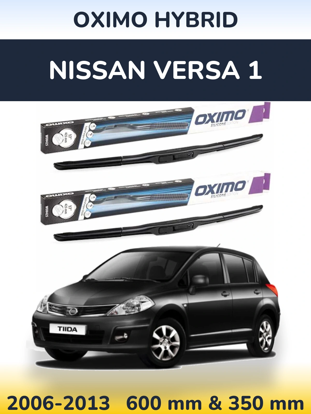 Sada předních stěračů Oximo Hybrid 600 a 350 mm pro Nissan Versa 1 2006-2013