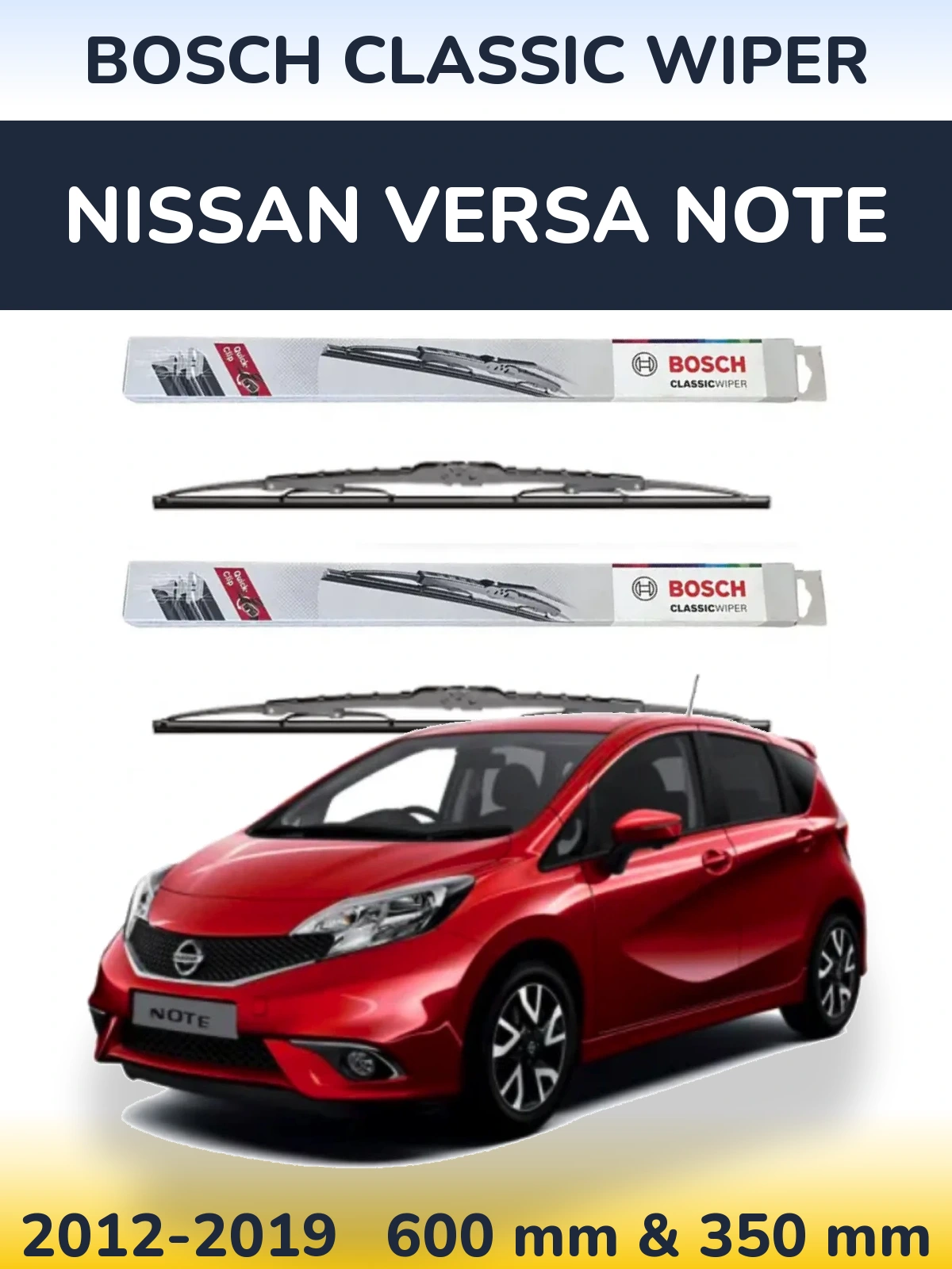 Sada předních stěračů BOSCH Classic Wiper 600 a 340 mm pro Nissan Versa Note 2012-2019