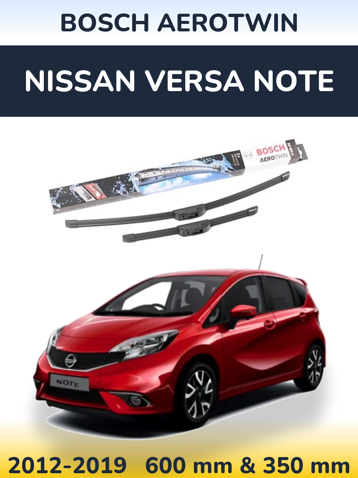 Sada předních stěračů BOSCH AeroTwin 600 a 350 mm pro Nissan Versa Note 2012-2019