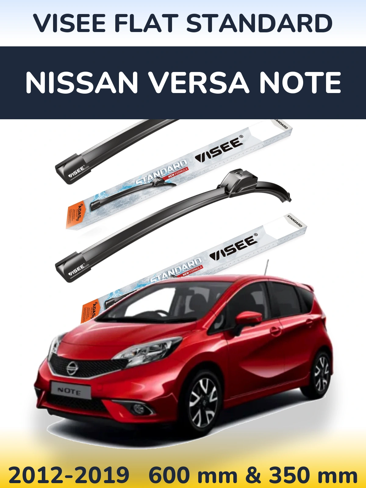 Sada předních stěračů VISEE FLAT STANDARD 600 a 350 mm pro Nissan Versa Note 2012-2019