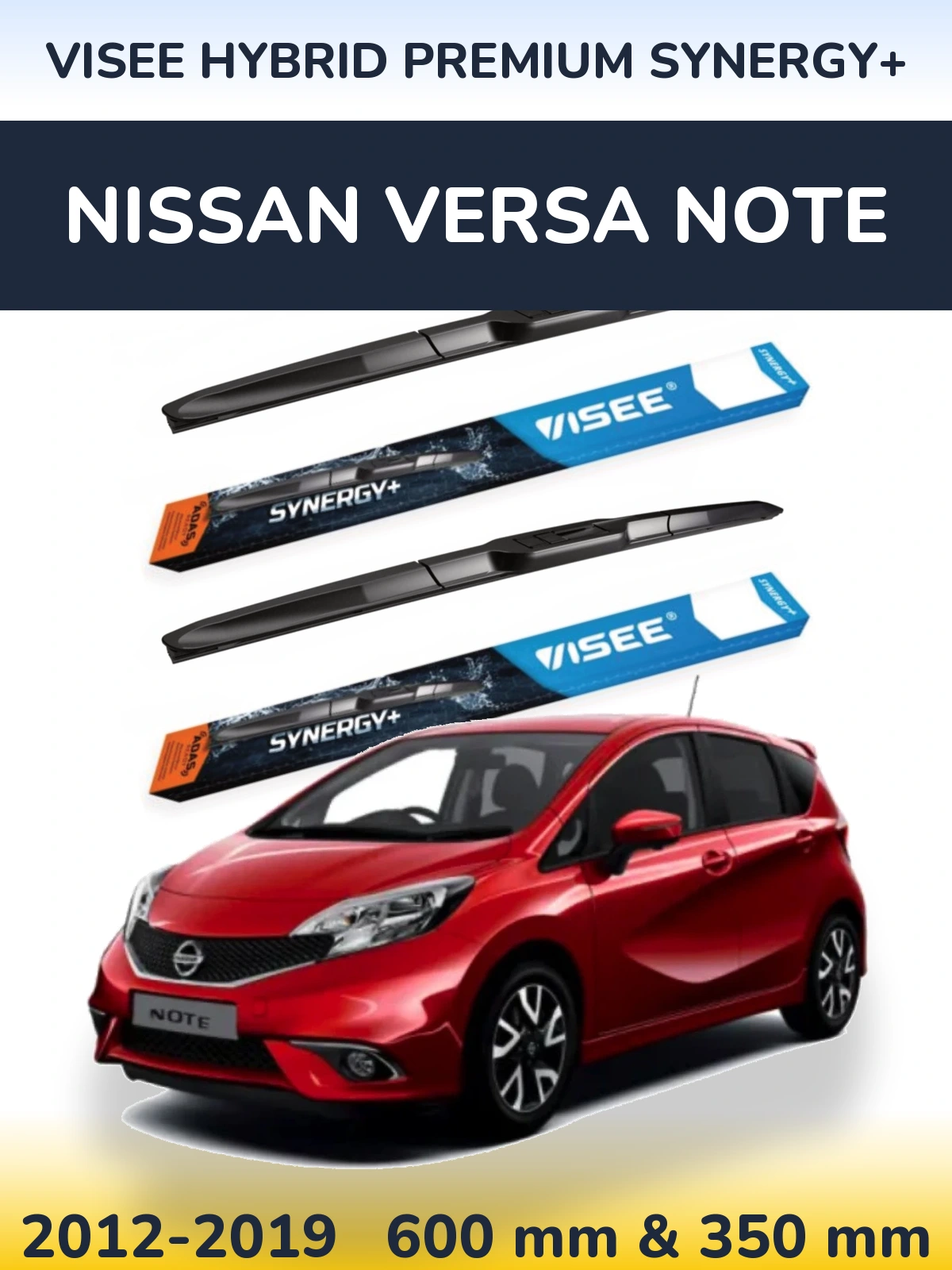 Комплект передніх щіток VISEE HYBRID PREMIUM SYNERGY+ 600 & 350 мм для Nissan Versa Note 2012-2019