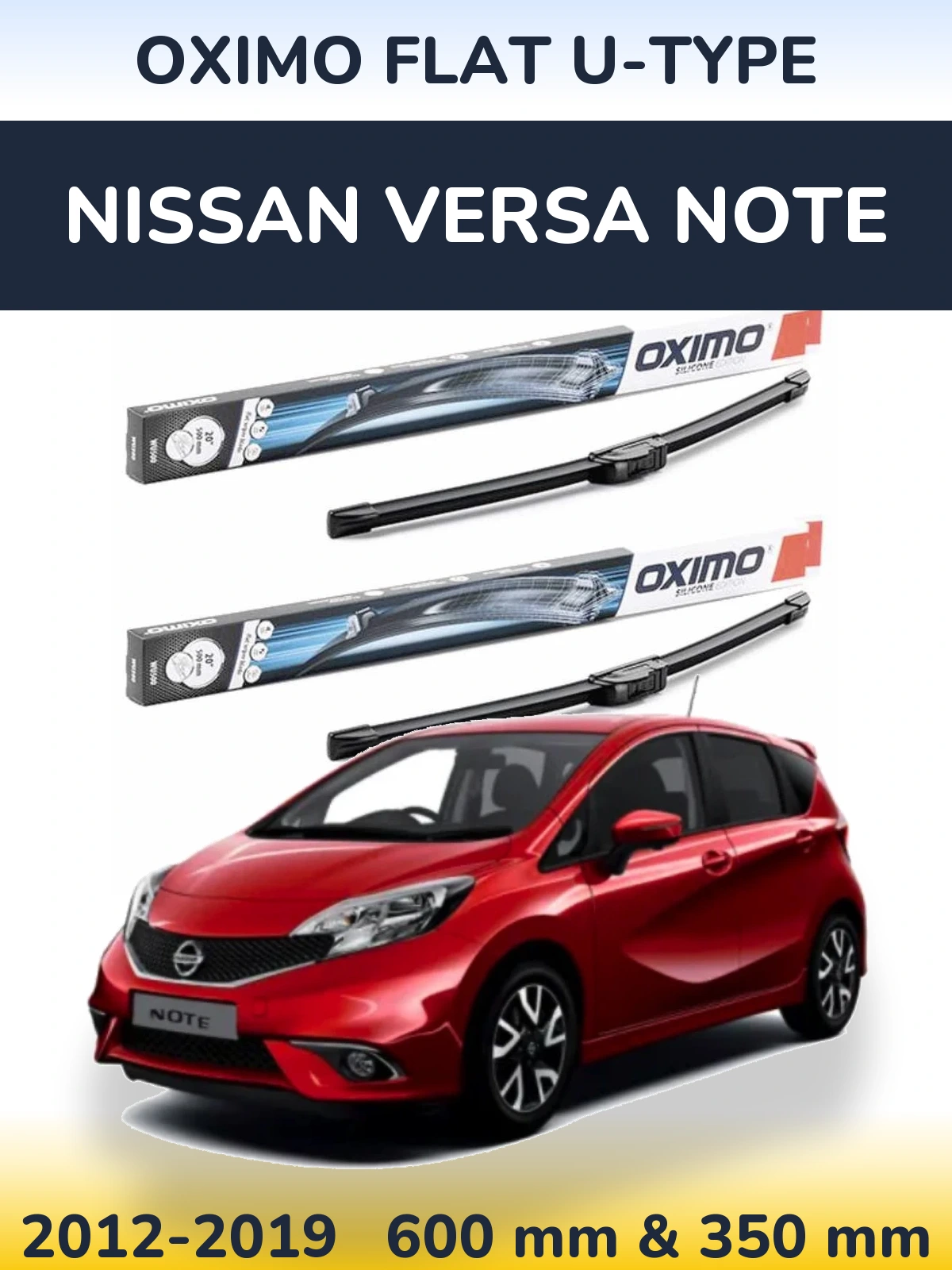 Комплект передніх щіток Oximo Flat U-type 600 & 350 мм для Nissan Versa Note 2012-2019