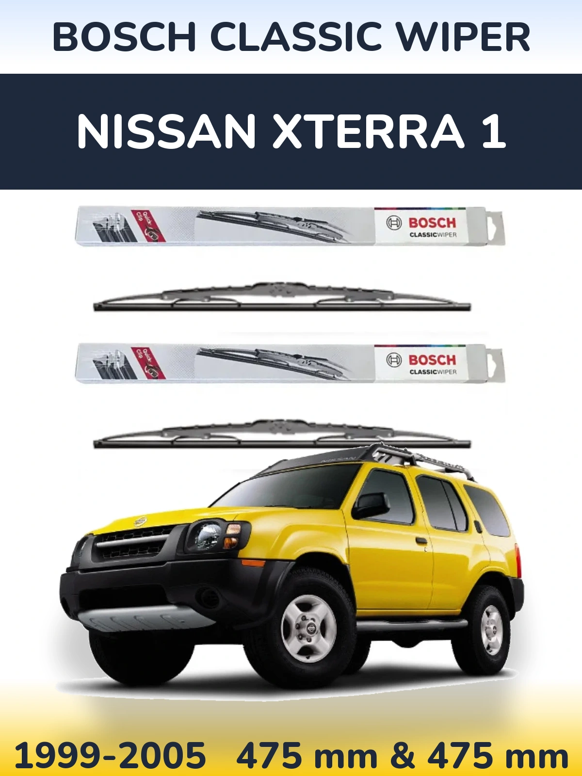 Sada předních stěračů BOSCH Classic Wiper 475 a 475 mm pro Nissan Xterra 1 1999-2005