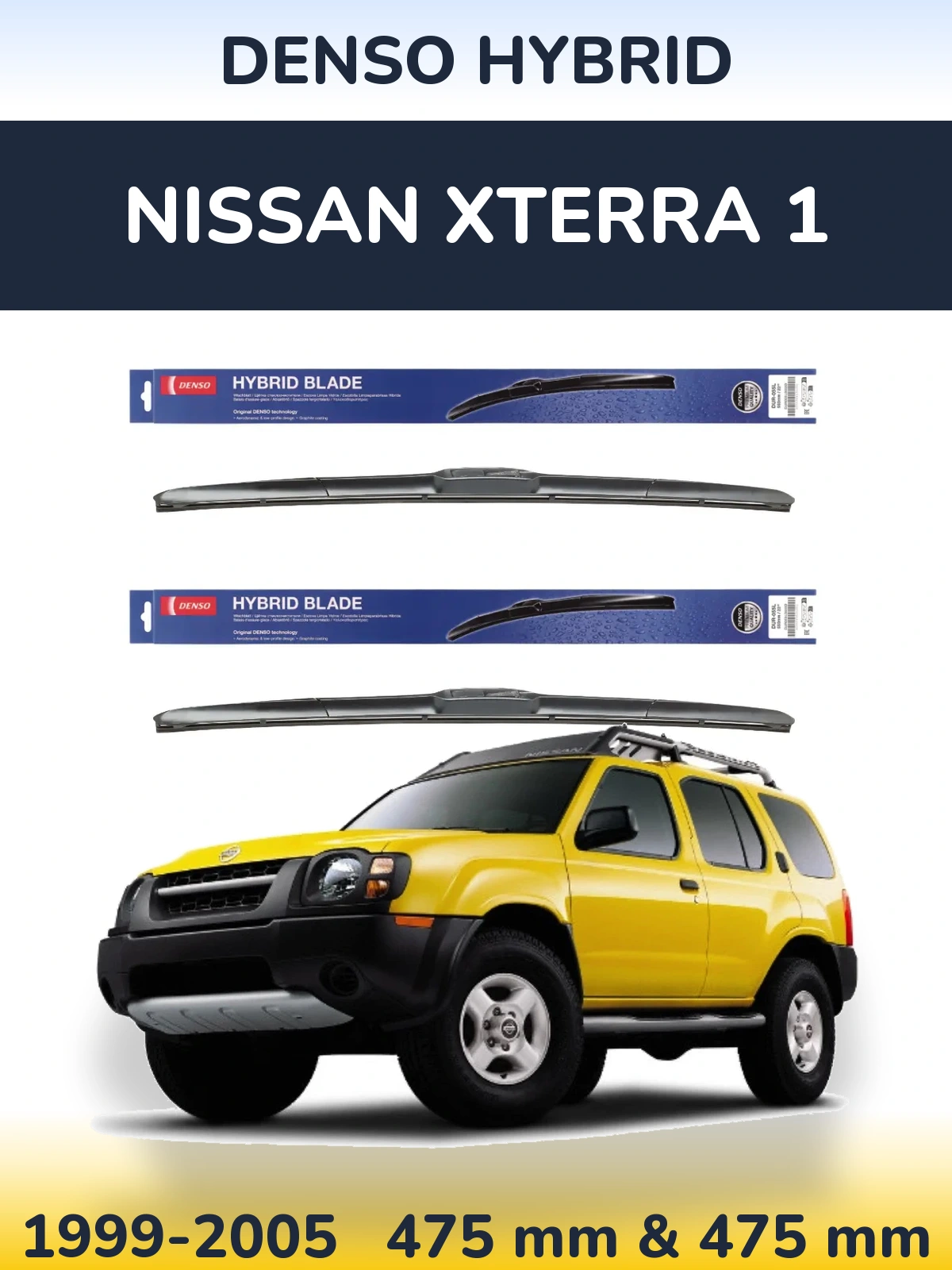 Sada předních stěračů Denso Hybrid 475 a 475 mm pro Nissan Xterra 1 1999-2005