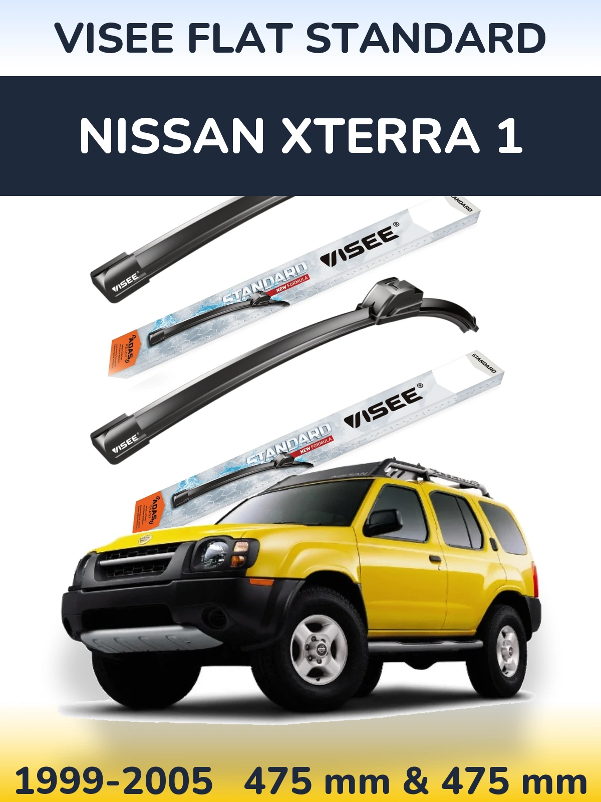Sada předních stěračů VISEE FLAT STANDARD 475 a 475 mm pro Nissan Xterra 1 1999-2005