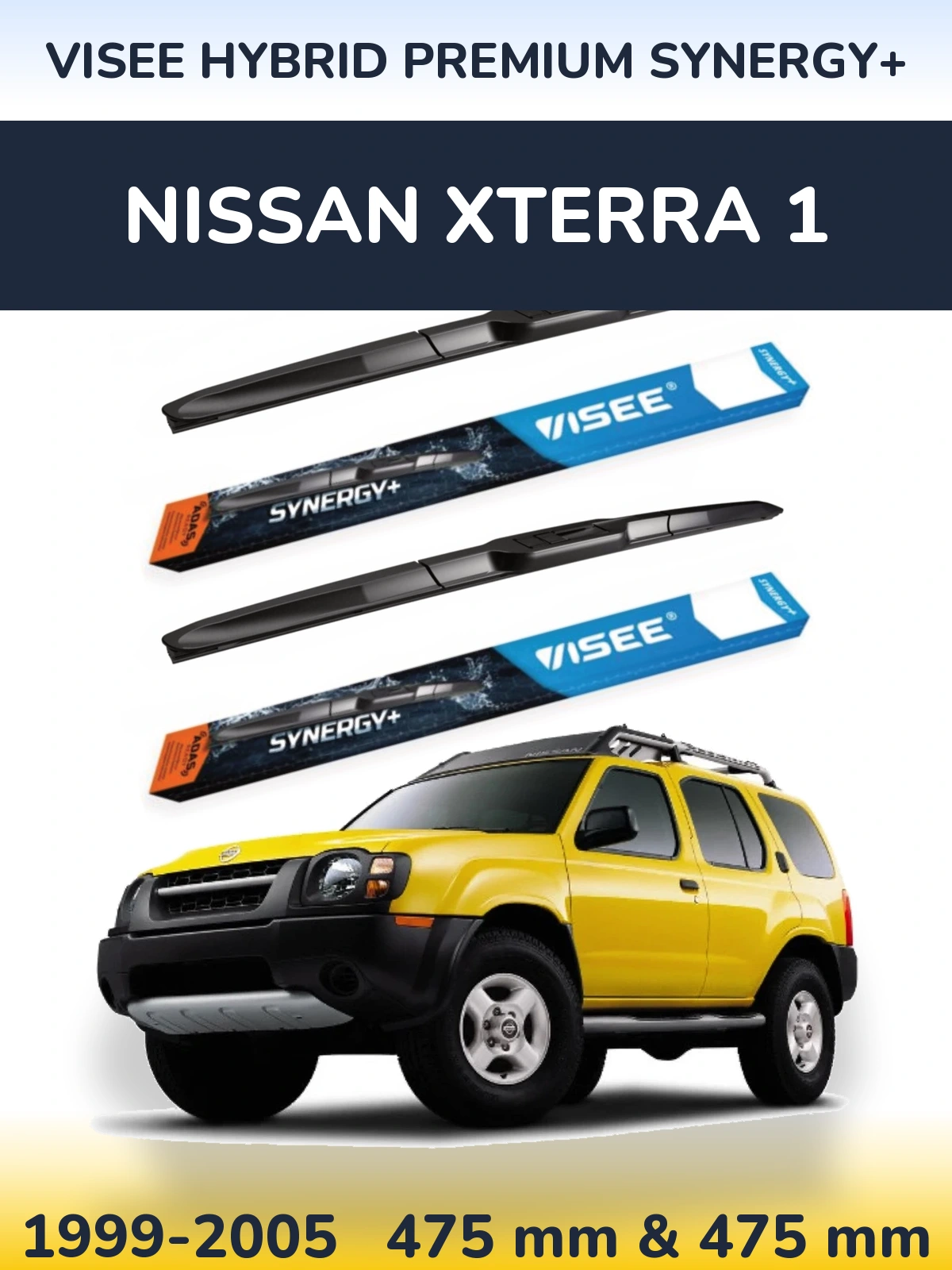 Sada předních stěračů VISEE HYBRID PREMIUM SYNERGY+ 475 a 475 mm pro Nissan Xterra 1 1999-2005