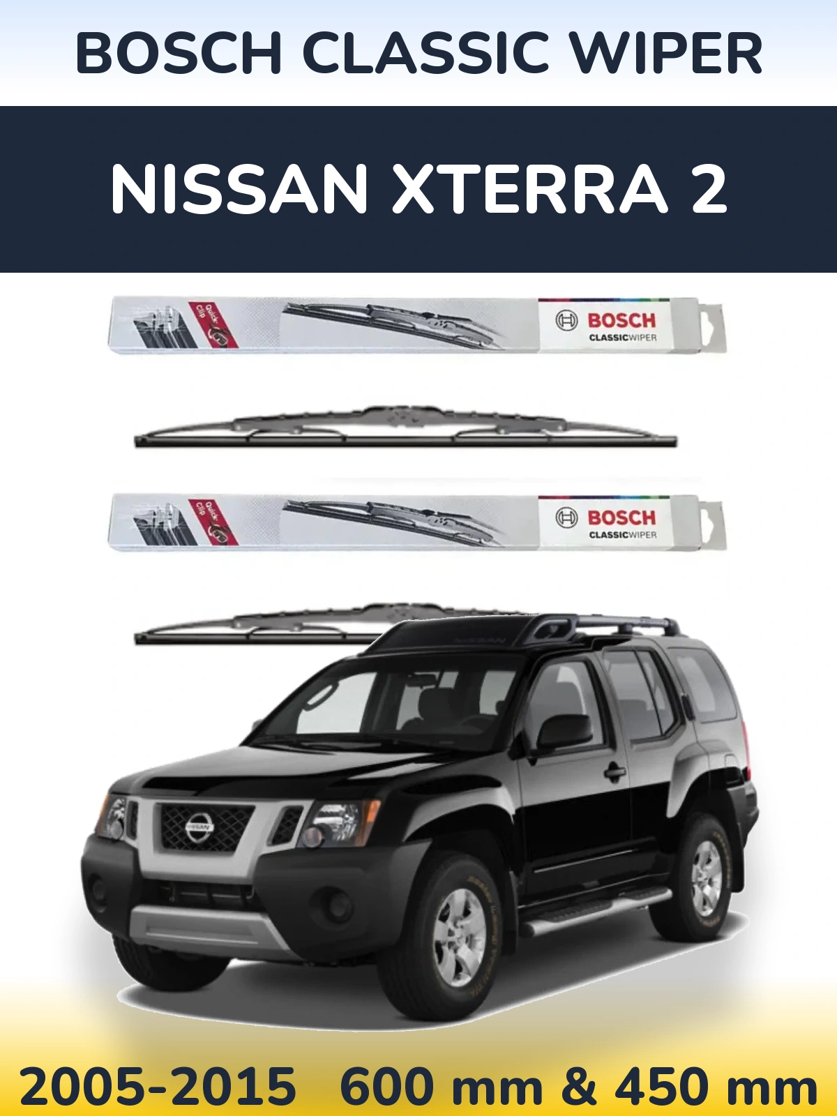 Sada předních stěračů BOSCH Classic Wiper 600 a 450 mm pro Nissan Xterra 2 2005-2015