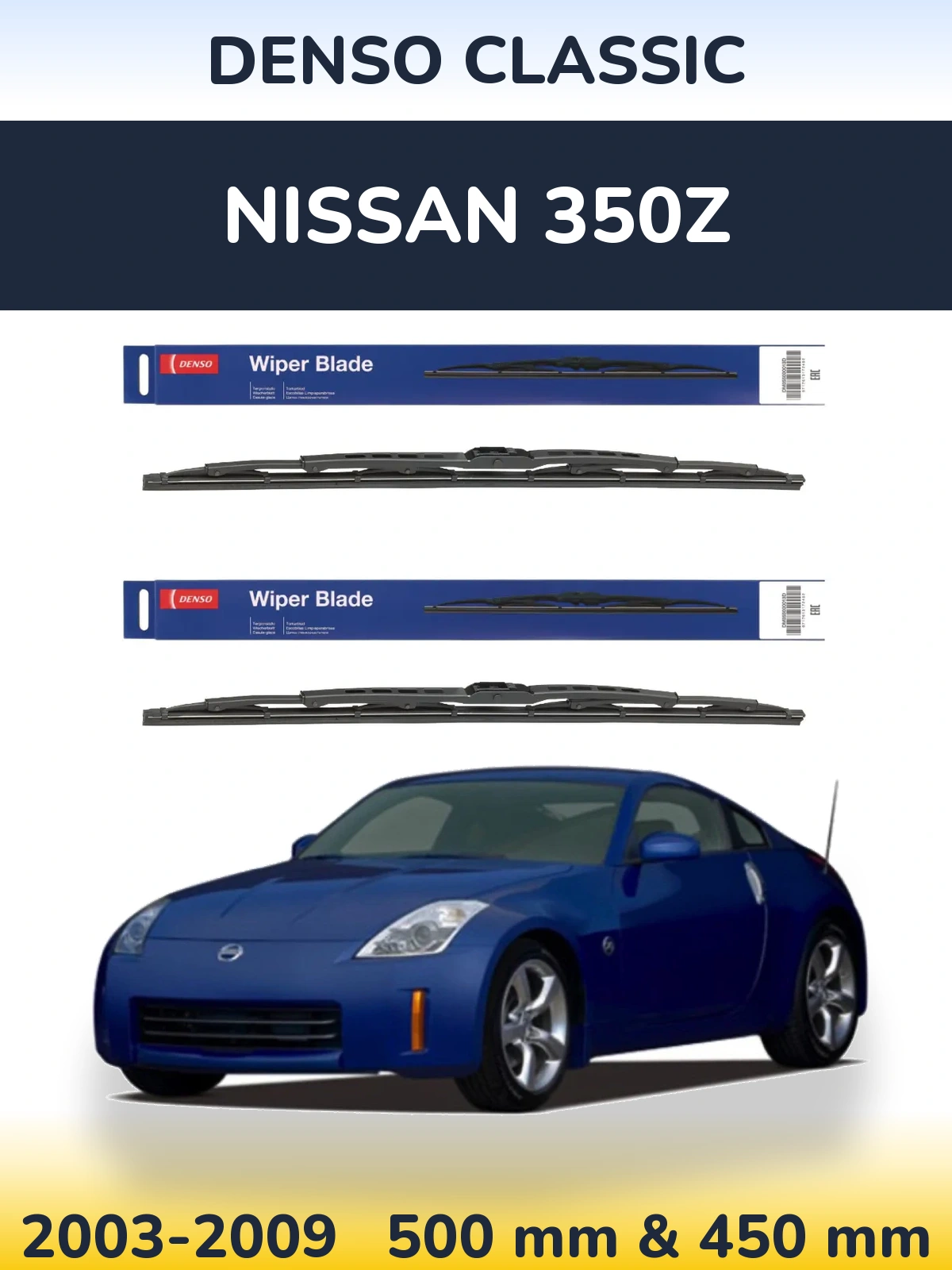 Sada předních stěračů Denso Classic 500 a 450 mm pro Nissan 350Z 2003-2009