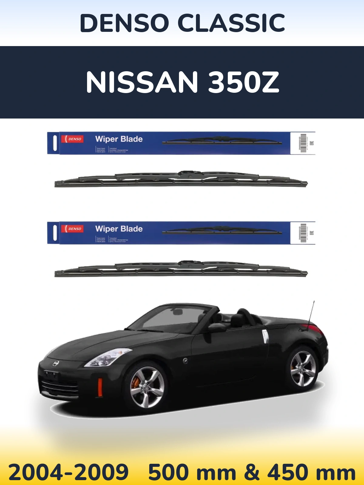 Sada předních stěračů Denso Classic 500 a 450 mm pro Nissan 350Z 2004-2009