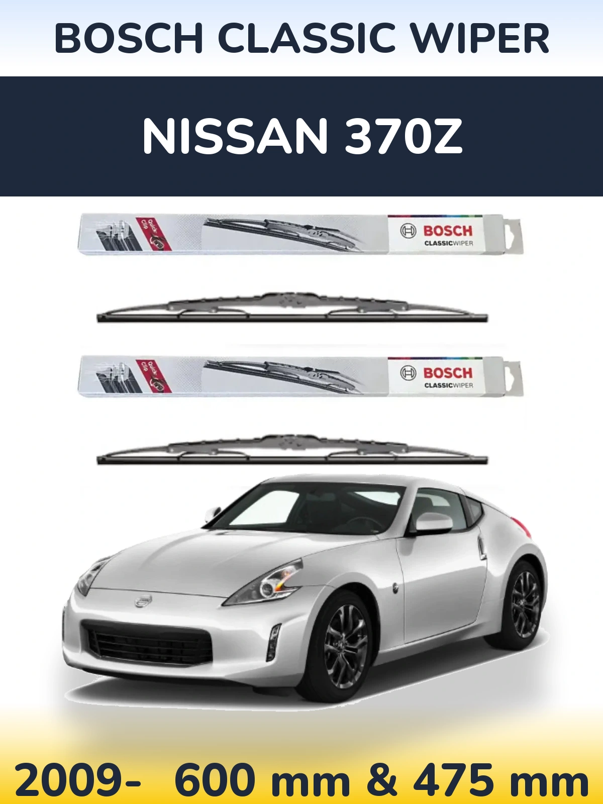 Sada předních stěračů BOSCH Classic Wiper 600 a 475 mm pro Nissan 370Z 2009-2026