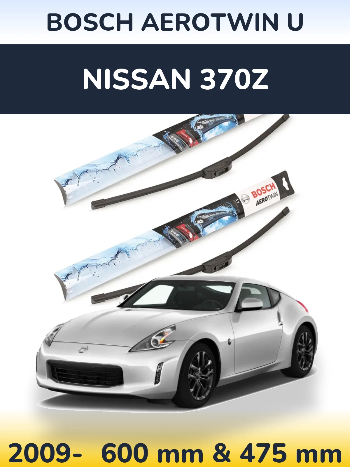 Sada předních stěračů BOSCH AeroTwin U 600 a 475 mm pro Nissan 370Z 2009-2026