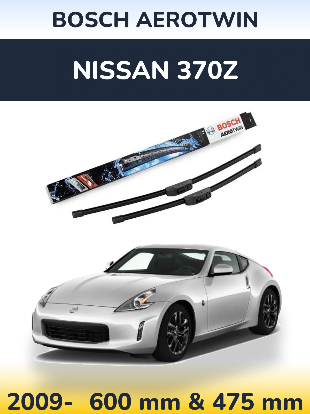 Sada předních stěračů BOSCH AeroTwin 600 a 475 mm pro Nissan 370Z 2009-2026