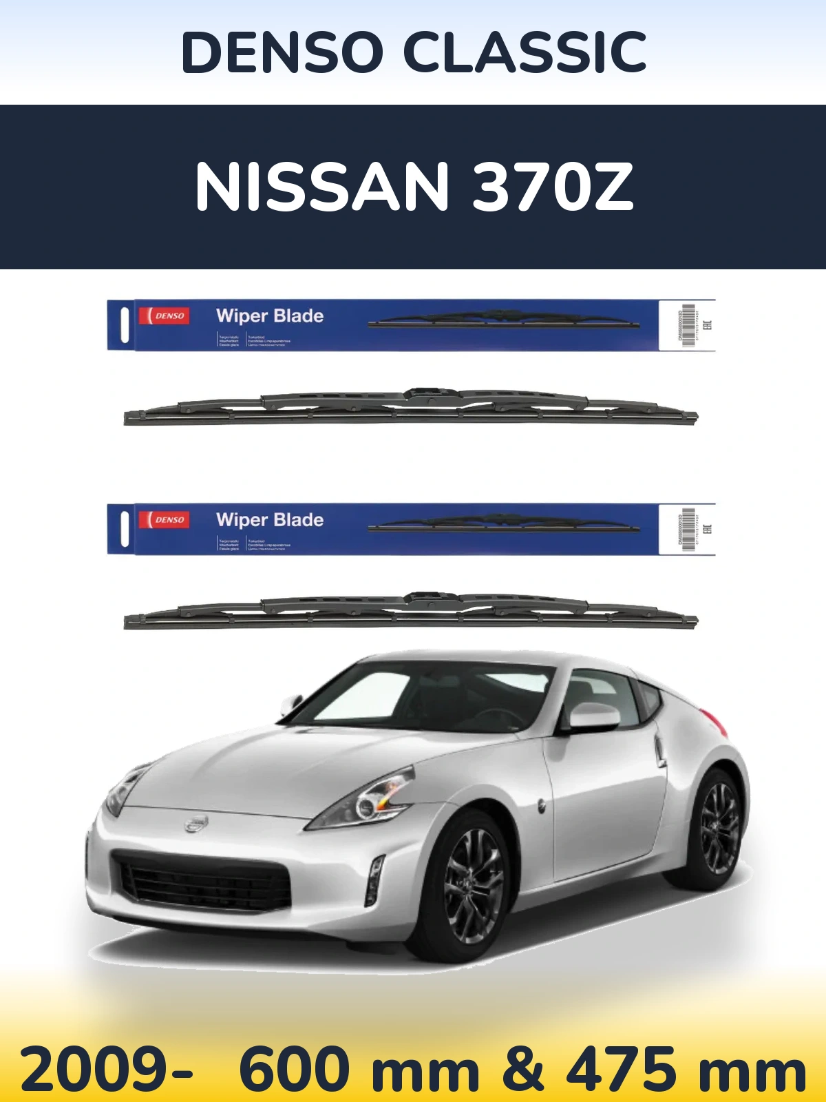 Sada předních stěračů Denso Classic 600 a 475 mm pro Nissan 370Z 2009-2026