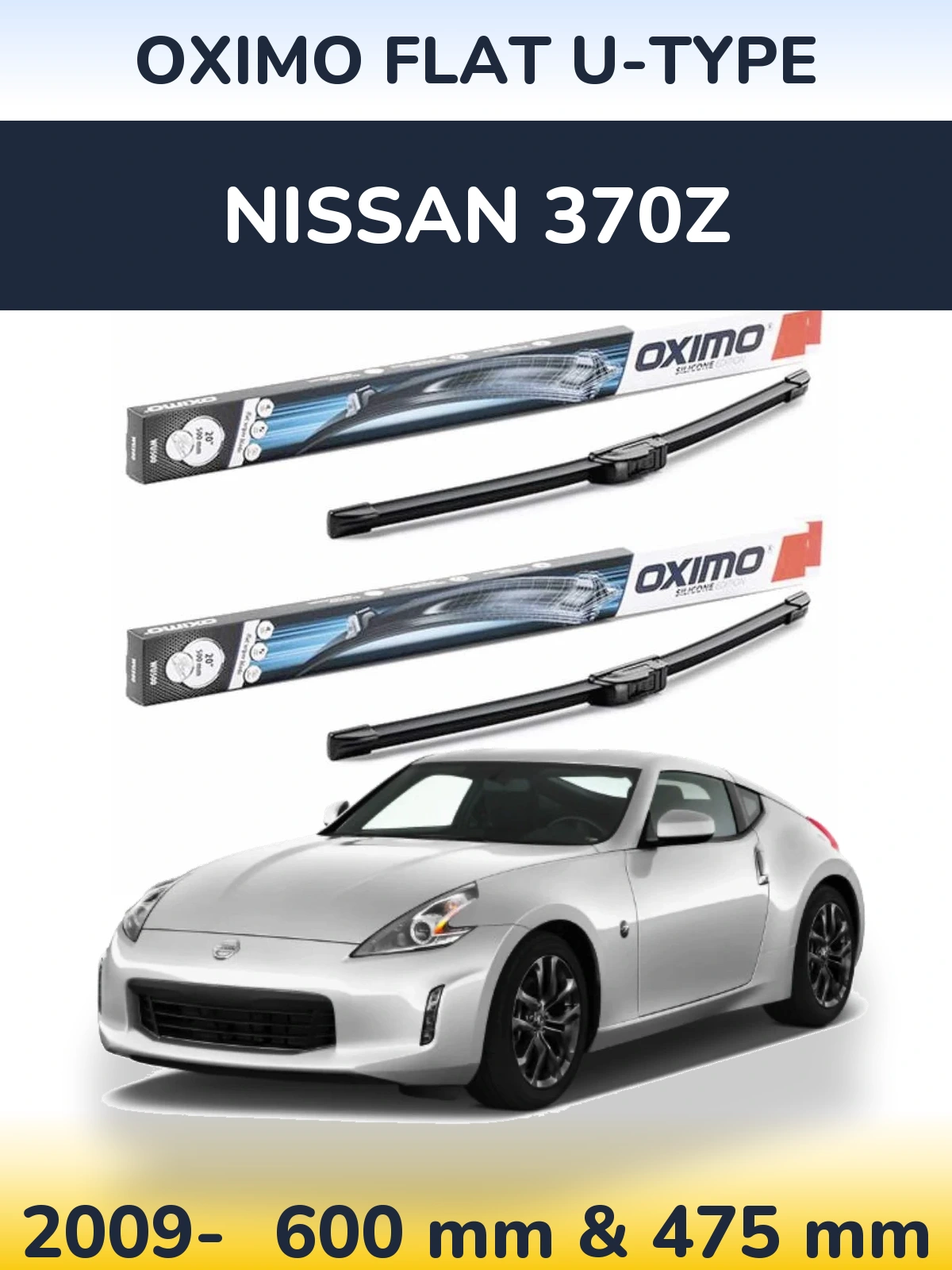 Sada předních stěračů Oximo Flat U-type 600 a 475 mm pro Nissan 370Z 2009-2026