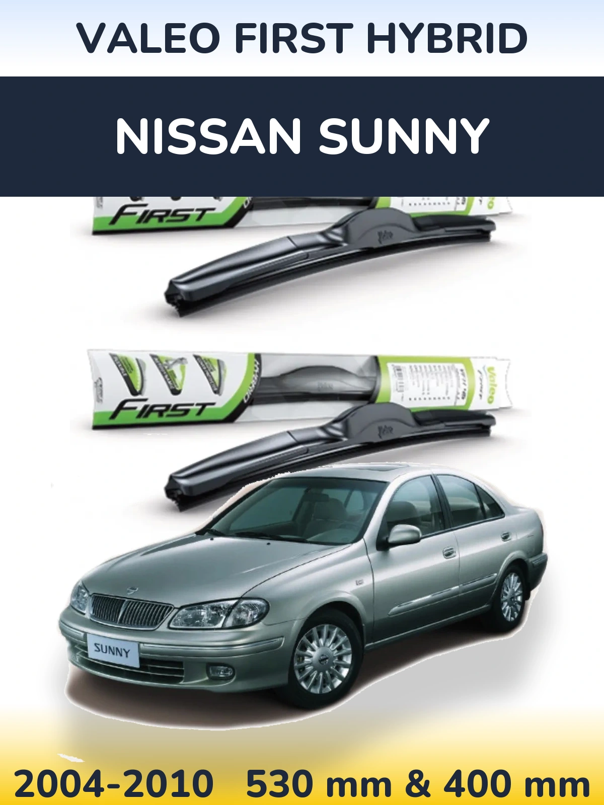 Sada předních stěračů Valeo First Hybrid 530 a 400 mm pro Nissan Sunny 2004-2010
