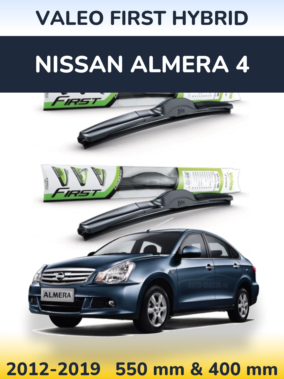 Sada předních stěračů Valeo First Hybrid 550 a 400 mm pro Nissan Almera 4 2012-2019