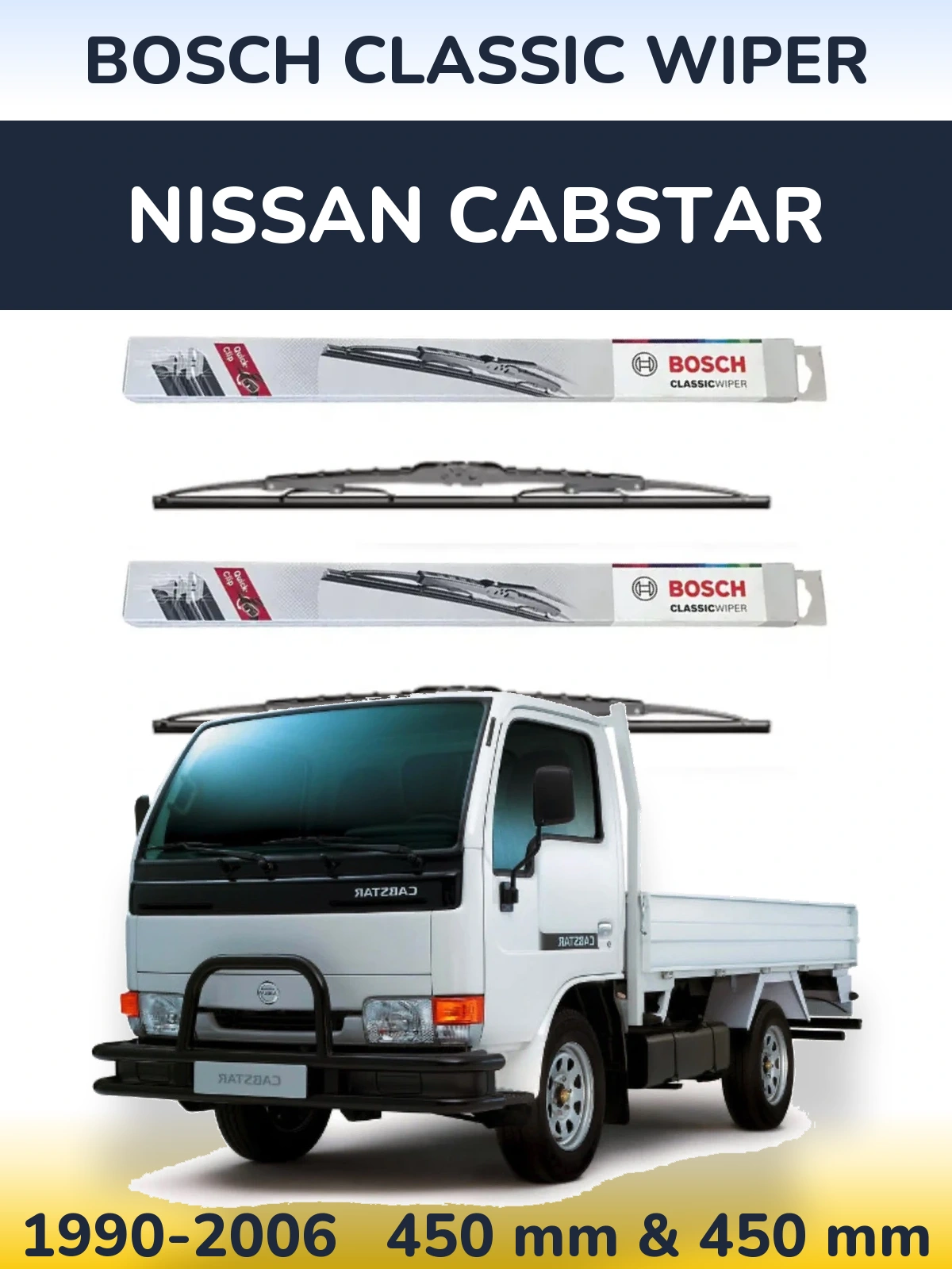 Sada předních stěračů BOSCH Classic Wiper 450 a 450 mm pro Nissan Cabstar 1990-2006