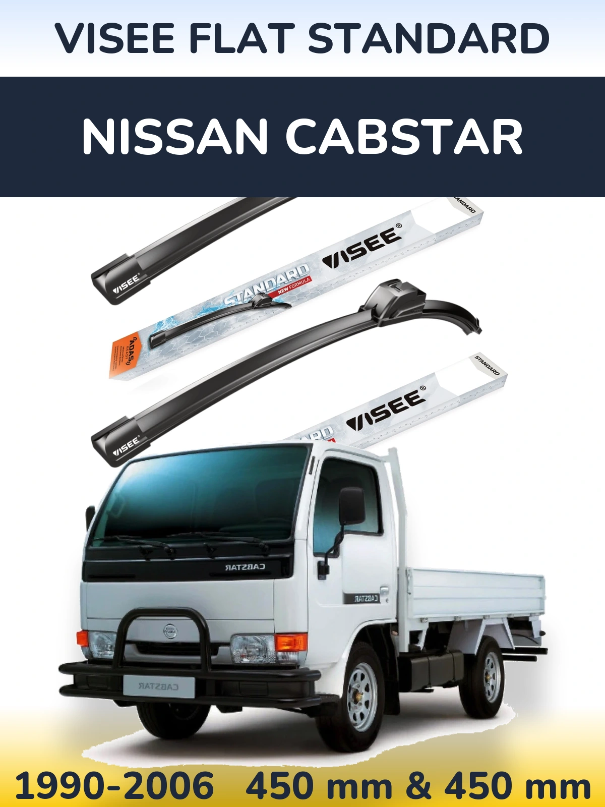 Sada předních stěračů VISEE FLAT STANDARD 450 a 450 mm pro Nissan Cabstar 1990-2006