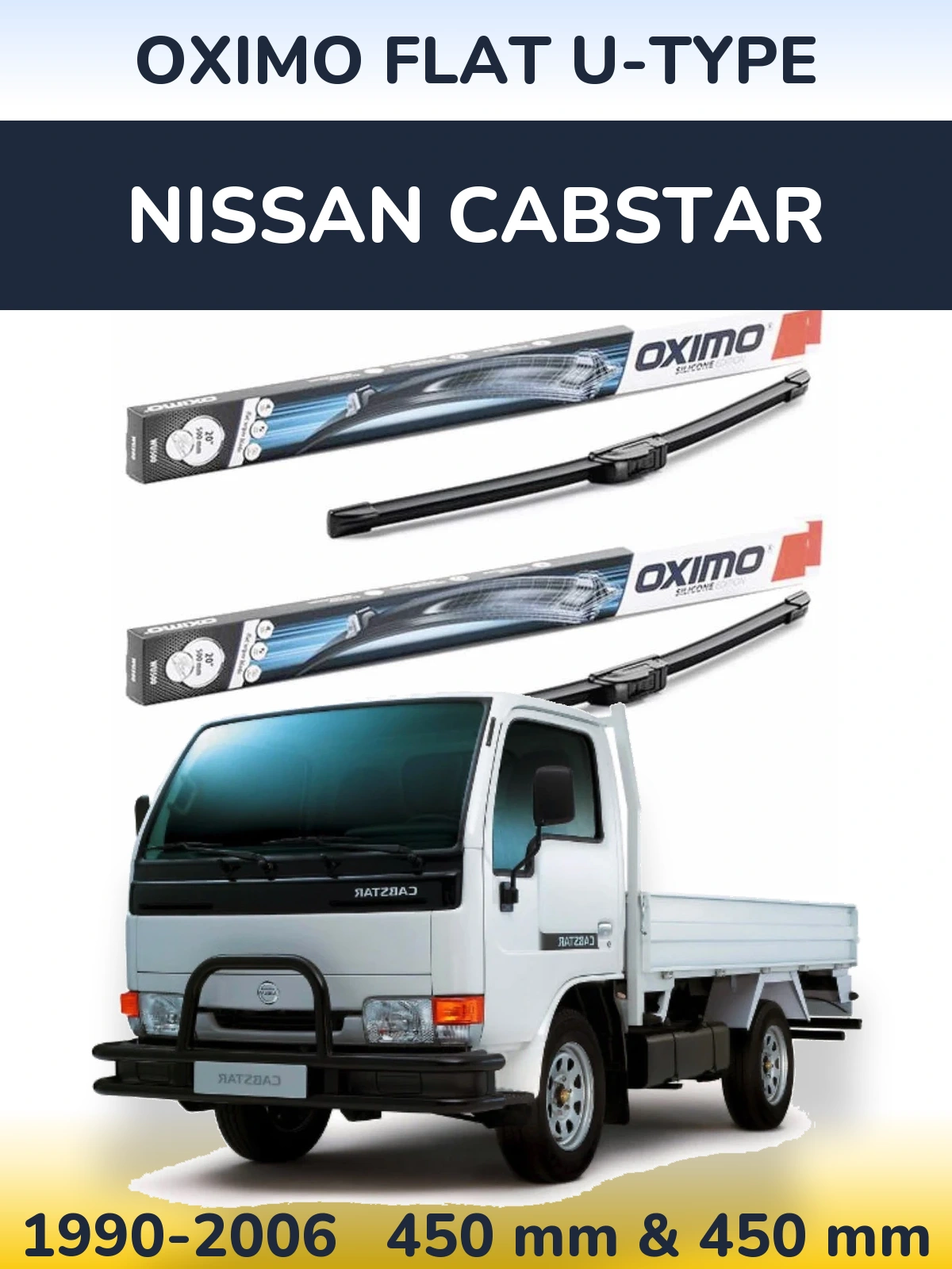 Sada předních stěračů Oximo Flat U-type 450 a 450 mm pro Nissan Cabstar 1990-2006