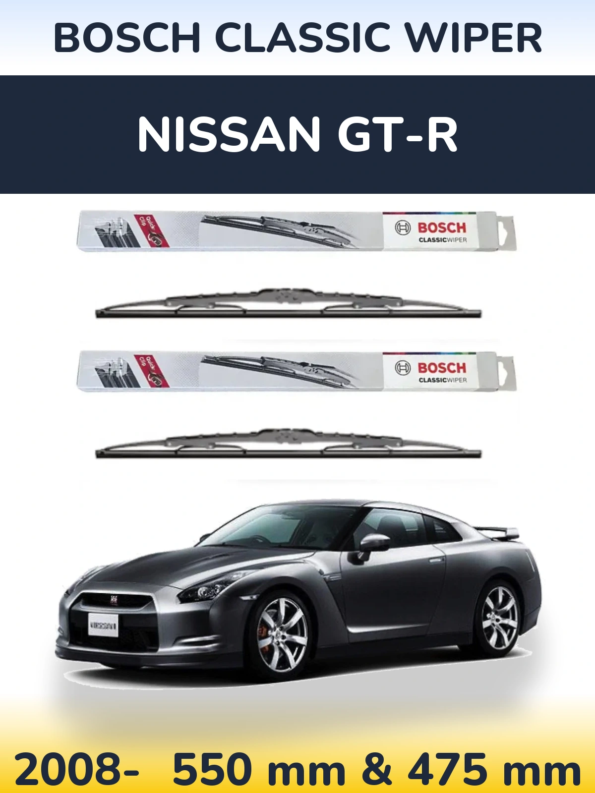 Sada předních stěračů BOSCH Classic Wiper 550 a 475 mm pro Nissan GT-R 2008-2026