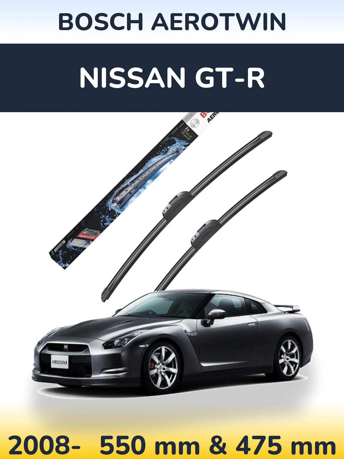 Sada předních stěračů BOSCH AeroTwin 550 a 475 mm pro Nissan GT-R 2008-2026