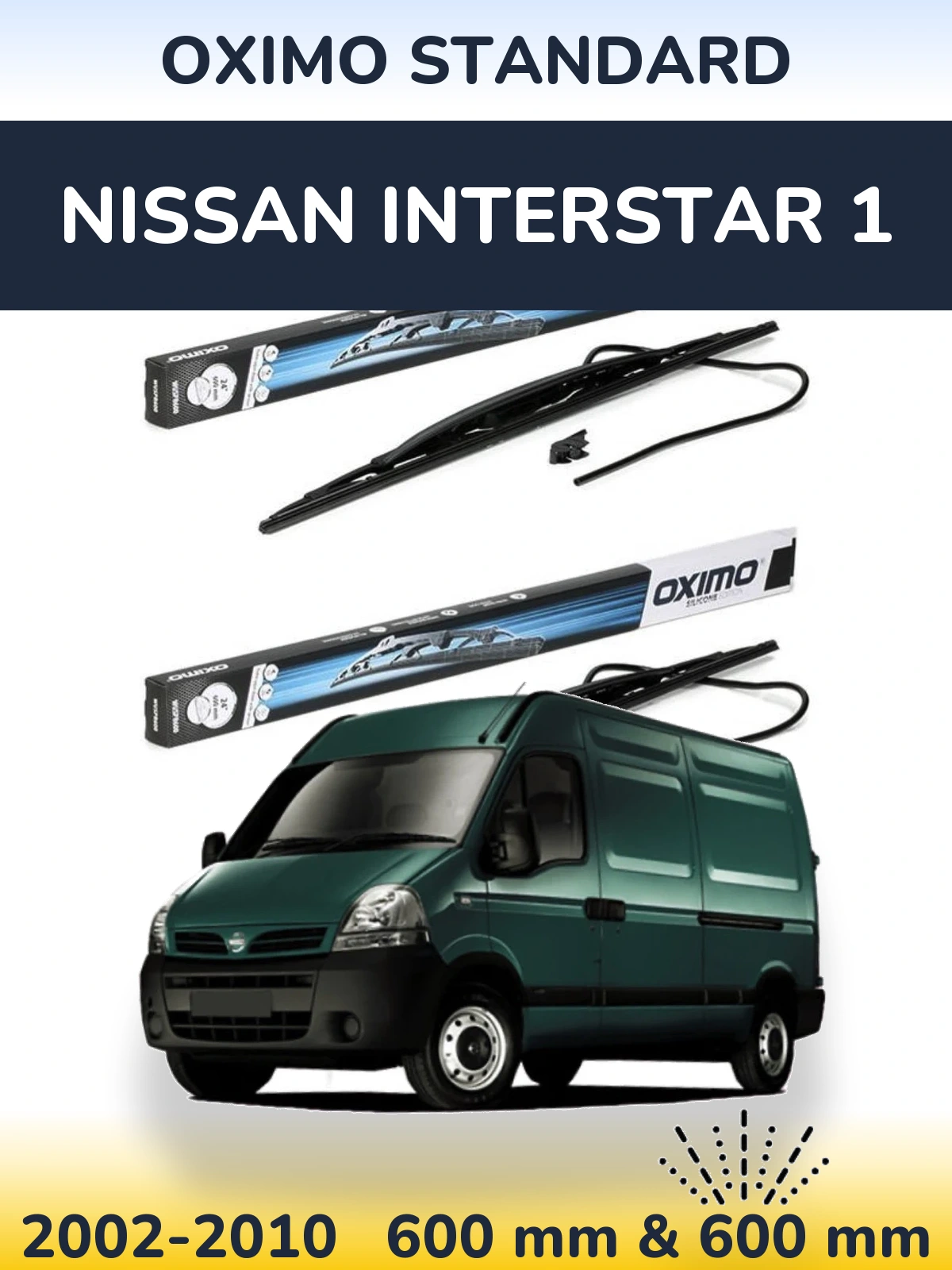 Sada předních stěračů Oximo Standard 600 a 600 mm pro Nissan Interstar 1 2002-2010
