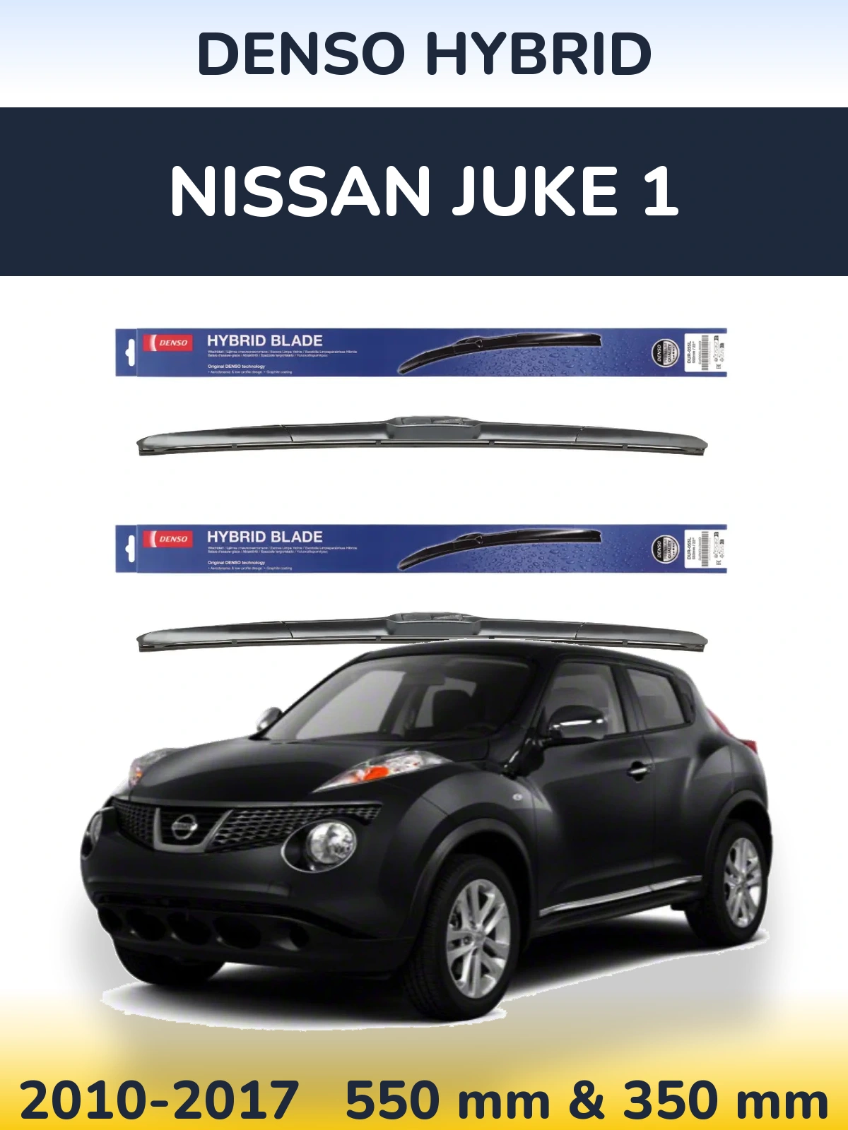 Sada předních stěračů Denso Hybrid 550 a 350 mm pro Nissan Juke 1 2010-2017