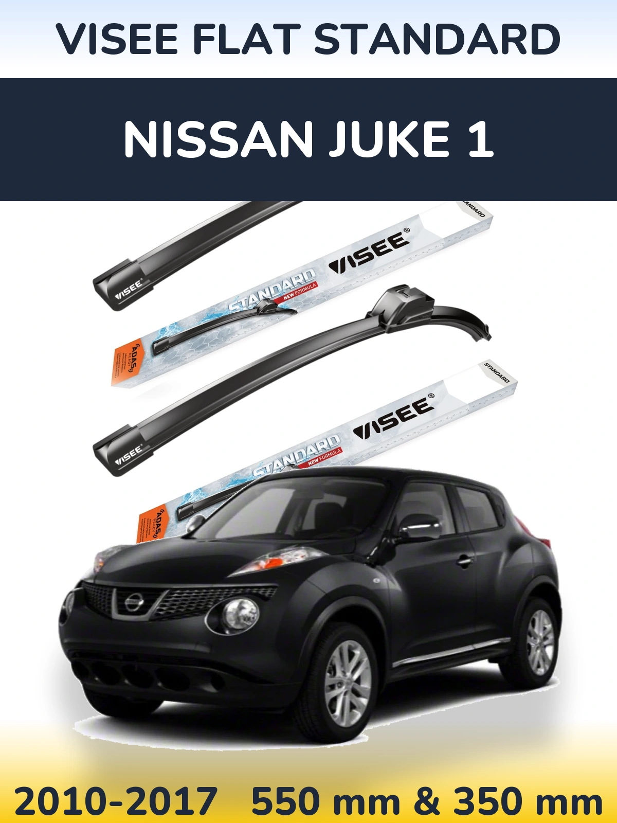 Sada předních stěračů VISEE FLAT STANDARD 550 a 350 mm pro Nissan Juke 1 2010-2017
