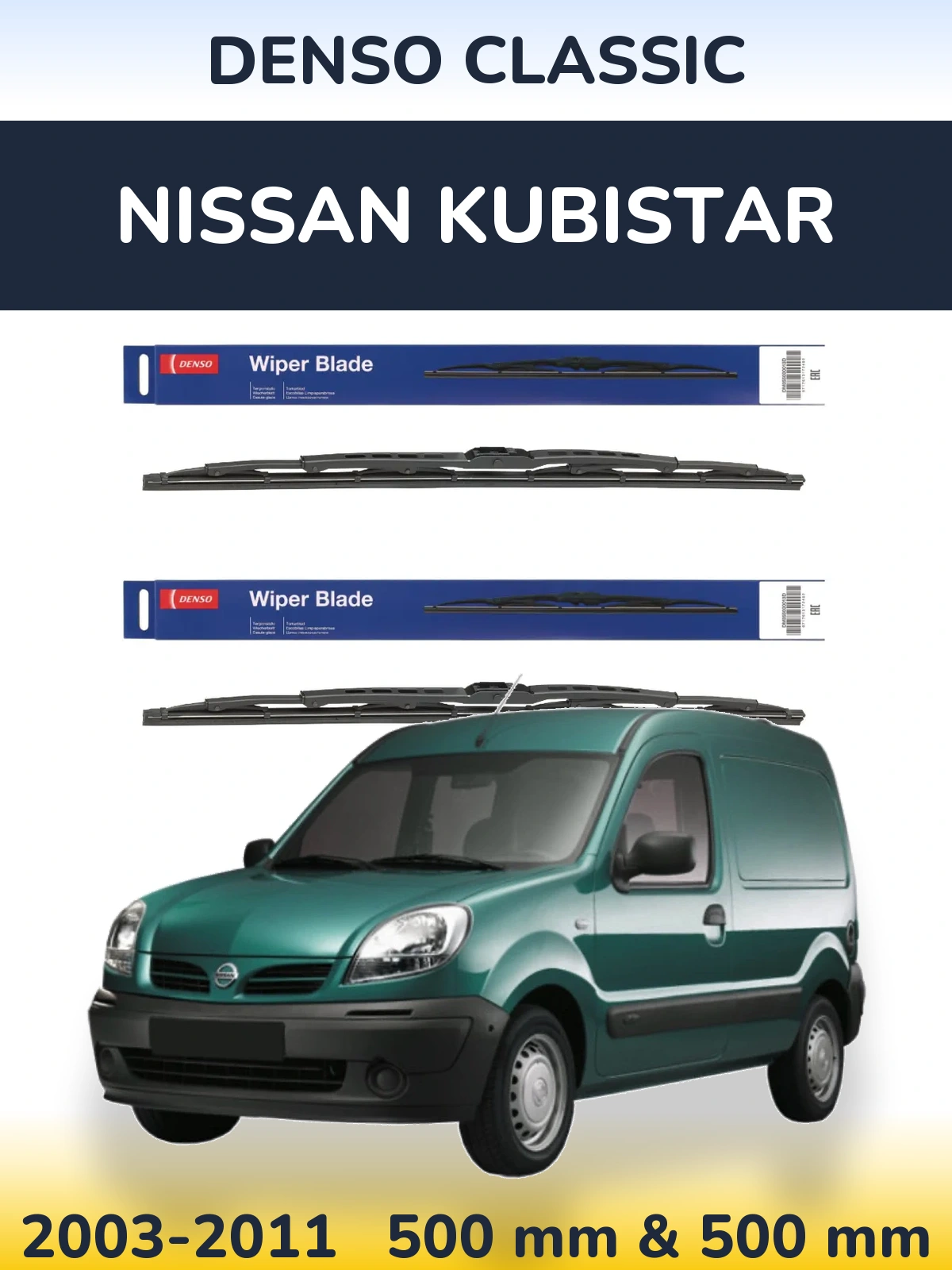 Sada předních stěračů Denso Classic 500 a 500 mm pro Nissan Kubistar 2003-2011
