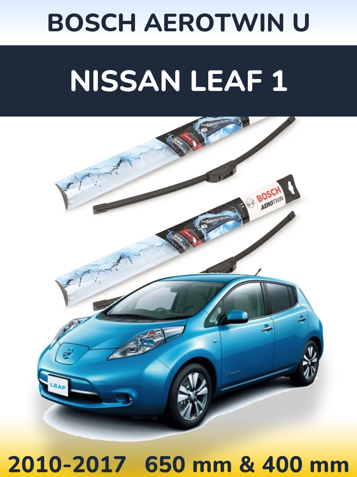 Sada předních stěračů BOSCH AeroTwin U 650 a 400 mm pro Nissan Leaf 1 2010-2017