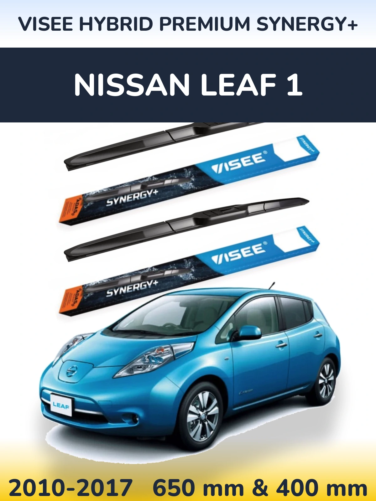 Sada předních stěračů VISEE HYBRID PREMIUM SYNERGY+ 650 a 400 mm pro Nissan Leaf 1 2010-2017