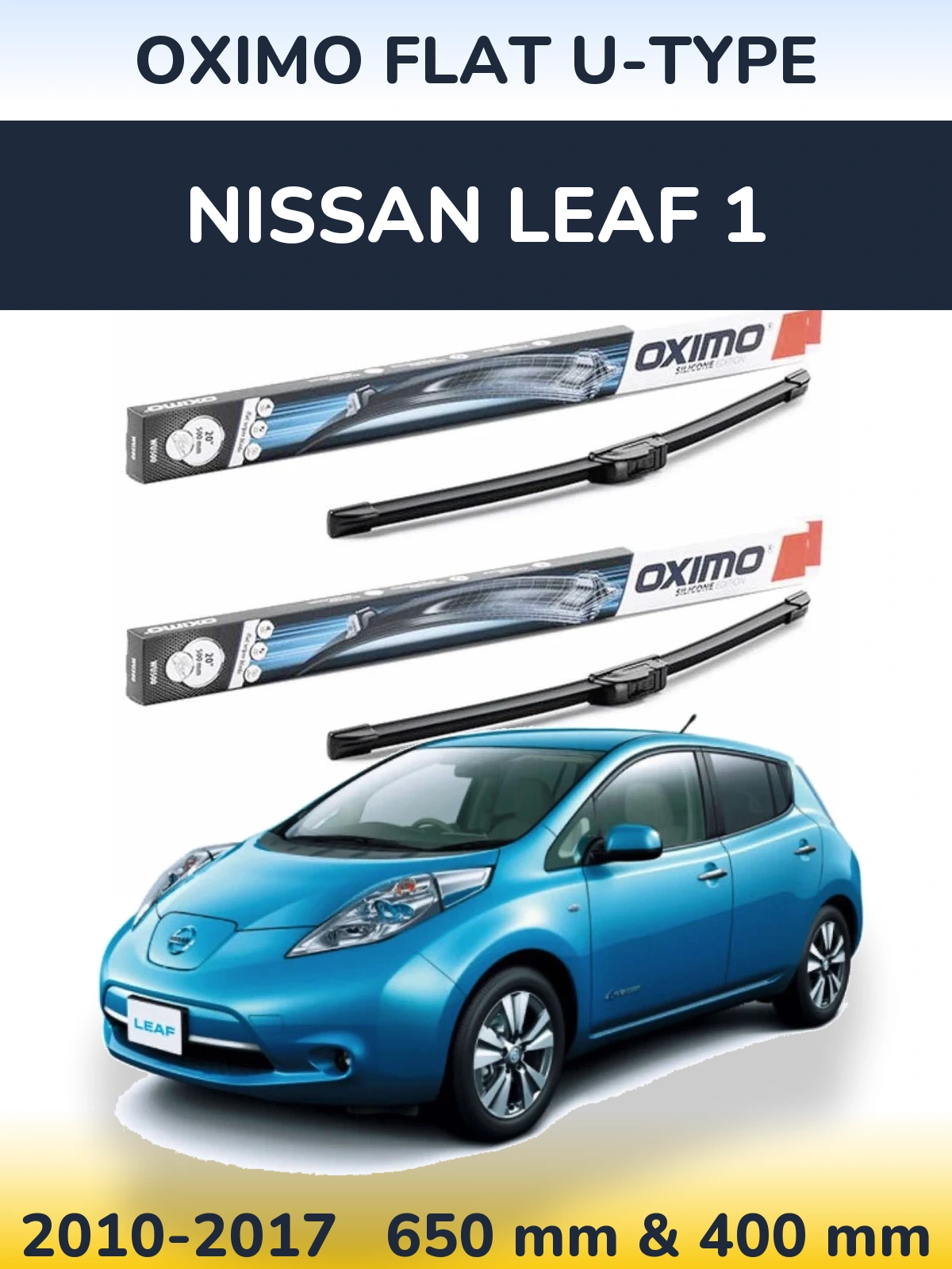 Sada předních stěračů Oximo Flat U-type 650 a 400 mm pro Nissan Leaf 1 2010-2017