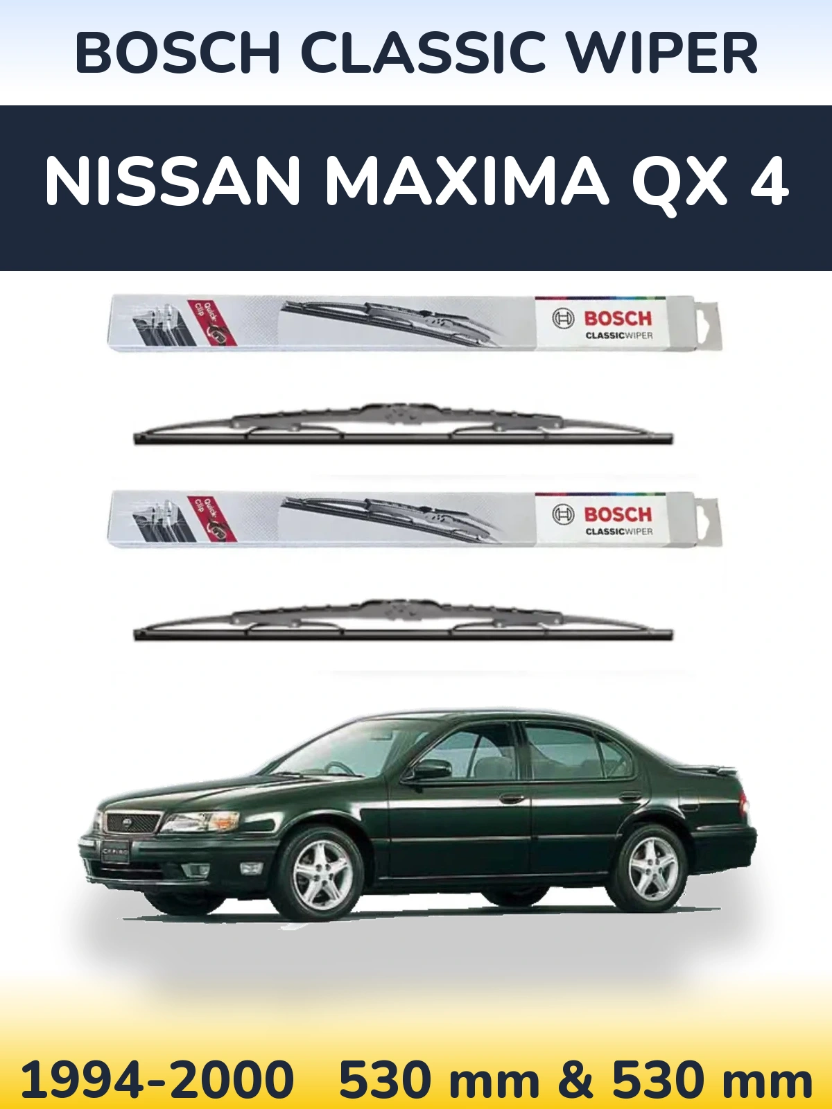 Sada předních stěračů BOSCH Classic Wiper 530 a 530 mm pro Nissan Maxima QX 4 1994-2000