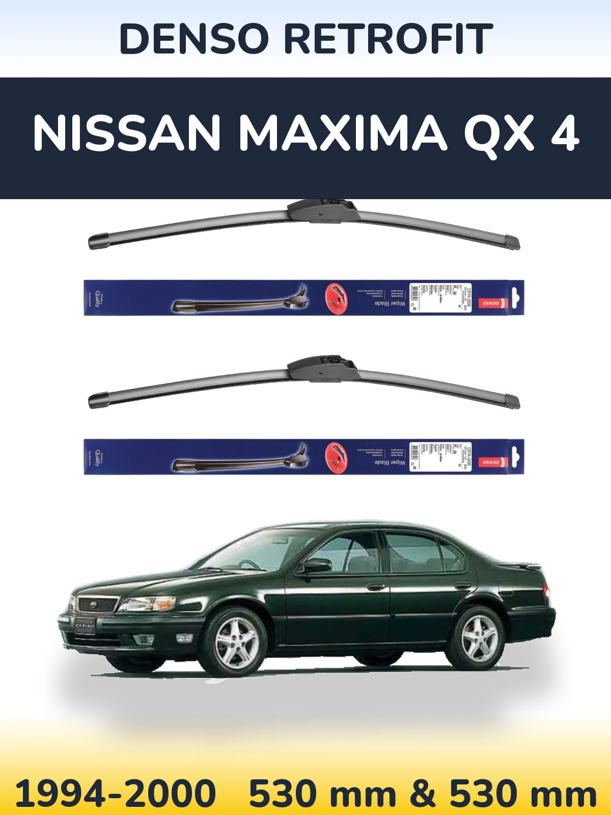 Sada předních stěračů Denso Retrofit 530 a 530 mm pro Nissan Maxima QX 4 1994-2000