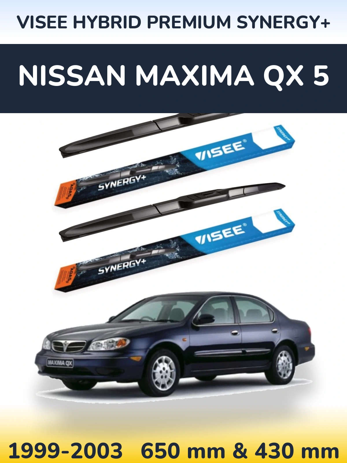 Sada předních stěračů VISEE HYBRID PREMIUM SYNERGY+ 650 a 430 mm pro Nissan Maxima QX 5 1999-2003
