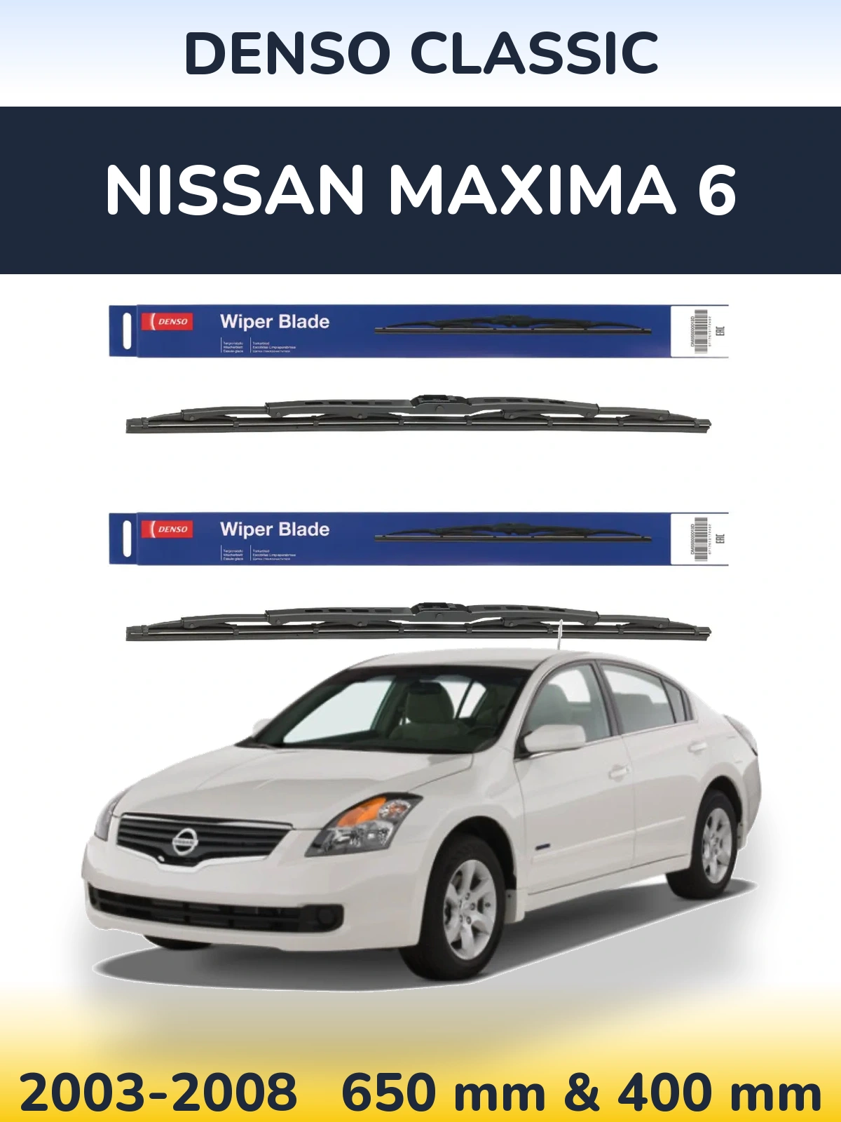 Sada předních stěračů Denso Classic 650 a 400 mm pro Nissan Maxima 6 2003-2008