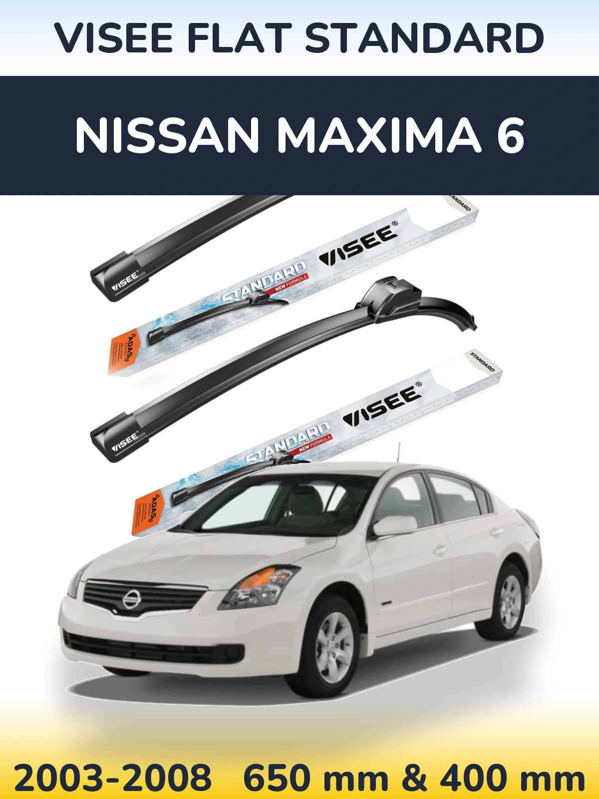 Sada předních stěračů VISEE FLAT STANDARD 650 a 400 mm pro Nissan Maxima 6 2003-2008