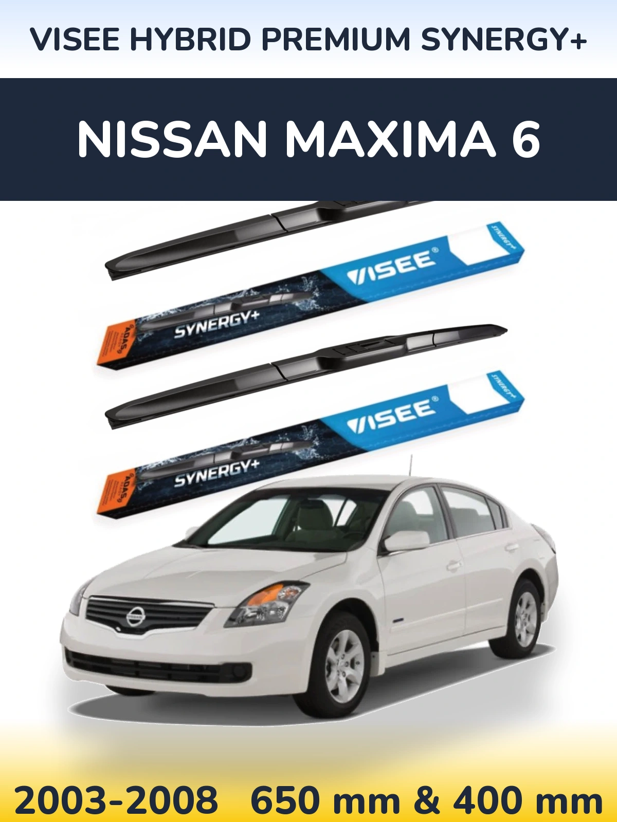 Sada předních stěračů VISEE HYBRID PREMIUM SYNERGY+ 650 a 400 mm pro Nissan Maxima 6 2003-2008