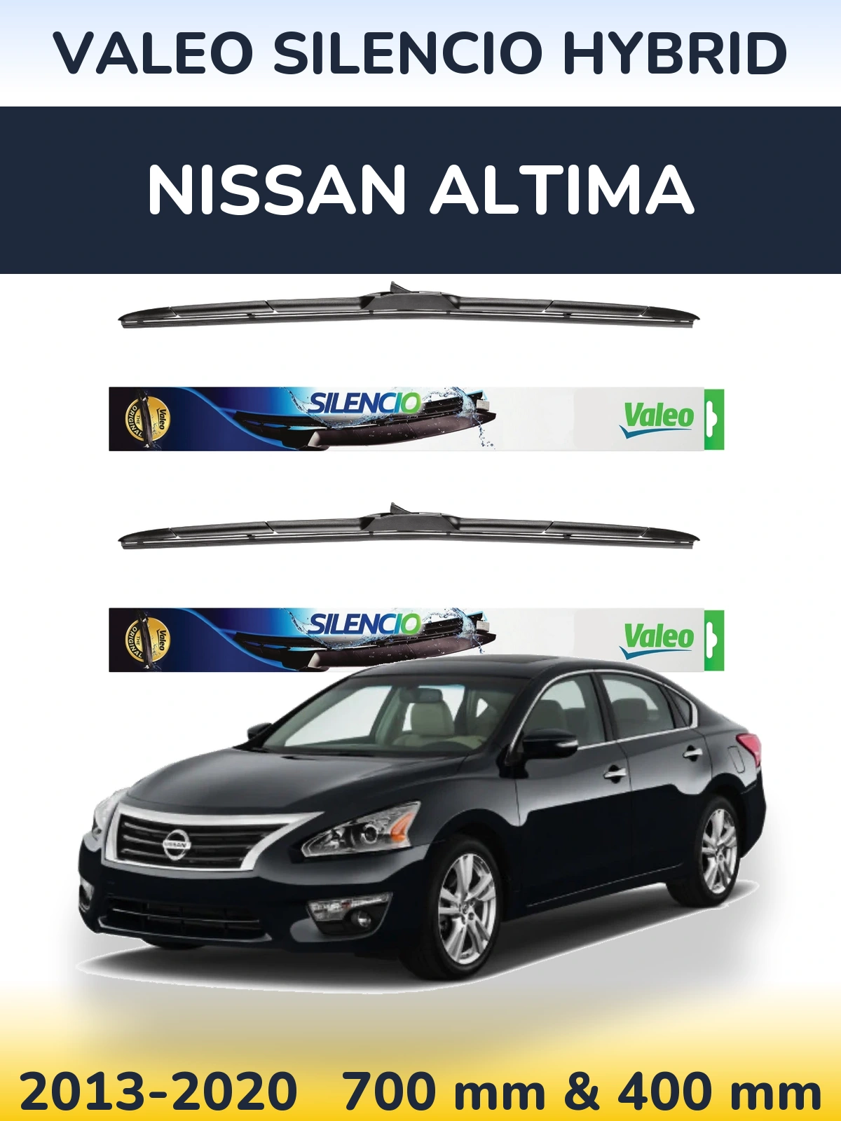 Sada předních stěračů Valeo Silencio Hybrid 700 a 400 mm pro Nissan Altima 2013-2020