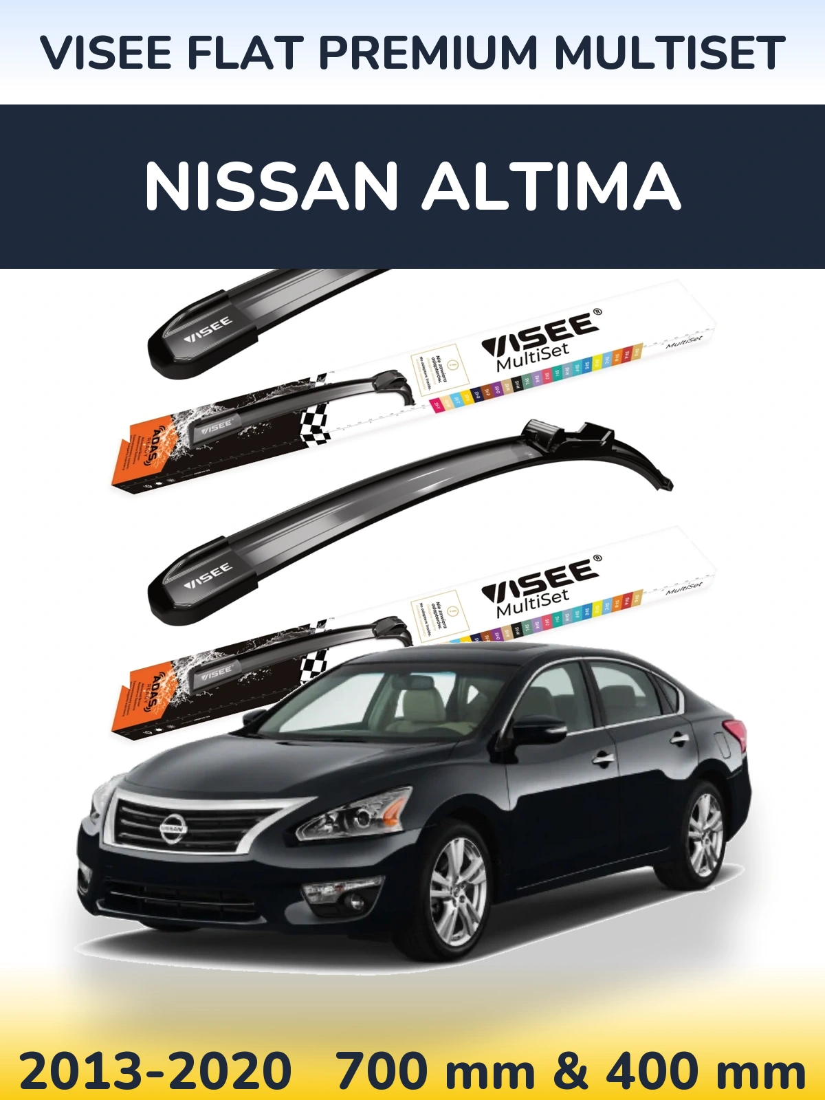 Комплект передніх щіток VISEE FLAT PREMIUM MultiSet 700 & 400 мм для Nissan Altima 2013-2020