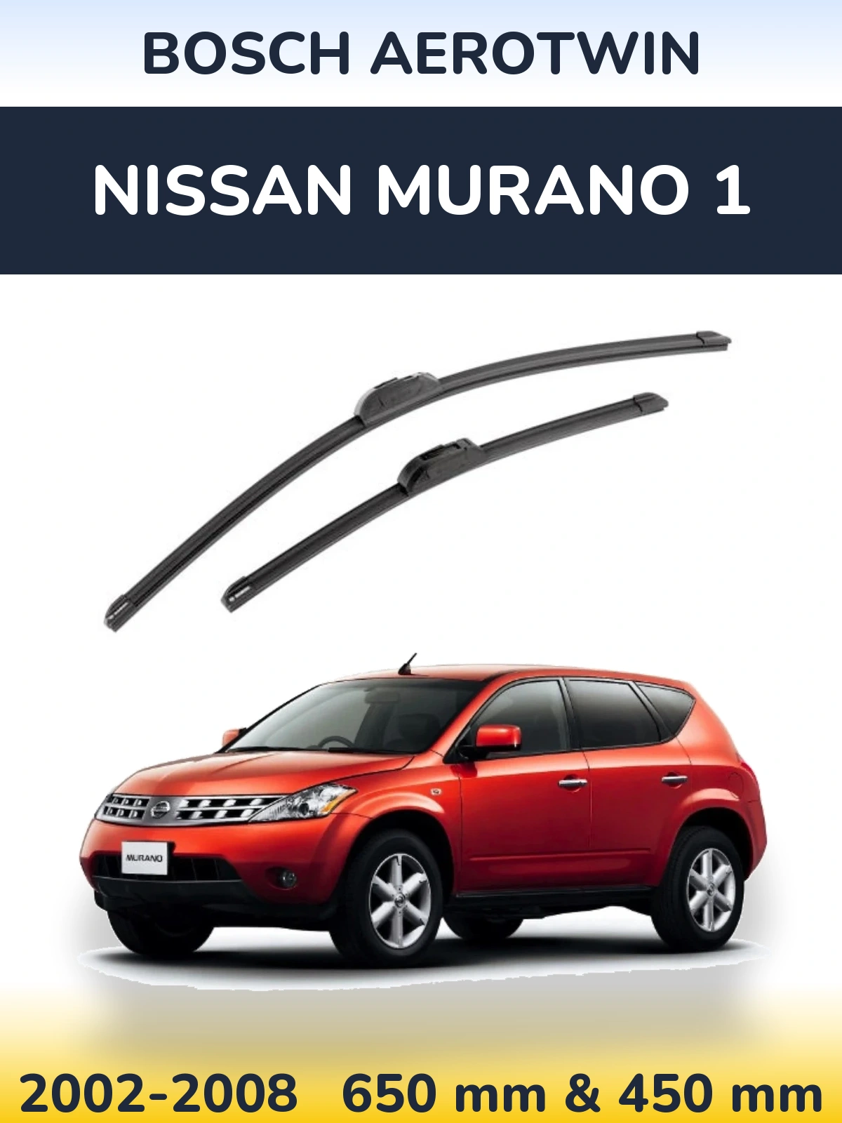 Sada předních stěračů BOSCH AeroTwin 650 a 450 mm pro Nissan Murano 1 2002-2008